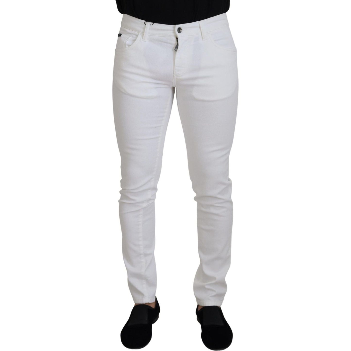 Dolce & Gabbana Elegant Slim Fit White Skinny Jeans Dolce & Gabbana Gray