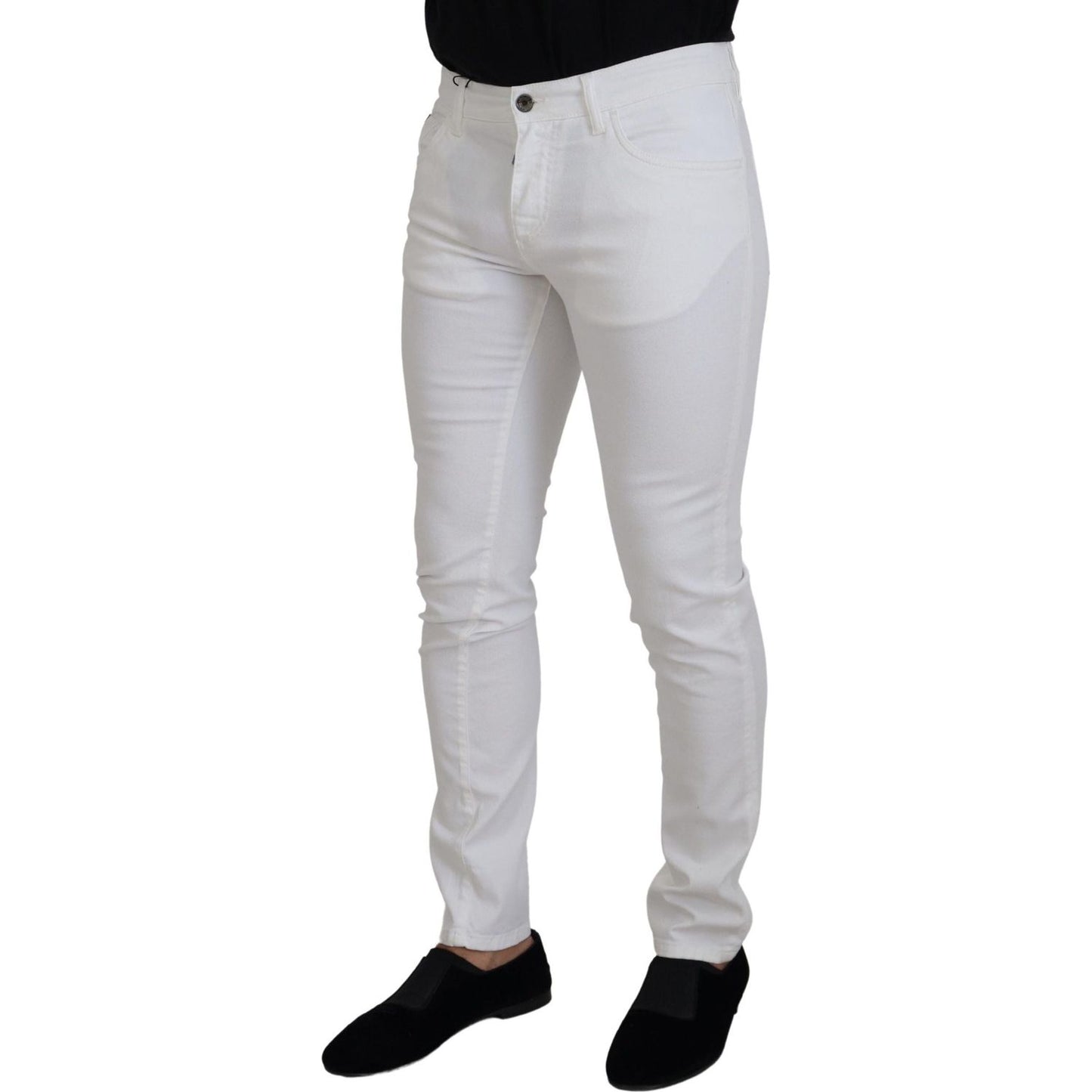 Dolce & Gabbana Elegant Slim Fit White Skinny Jeans Dolce & Gabbana Gray