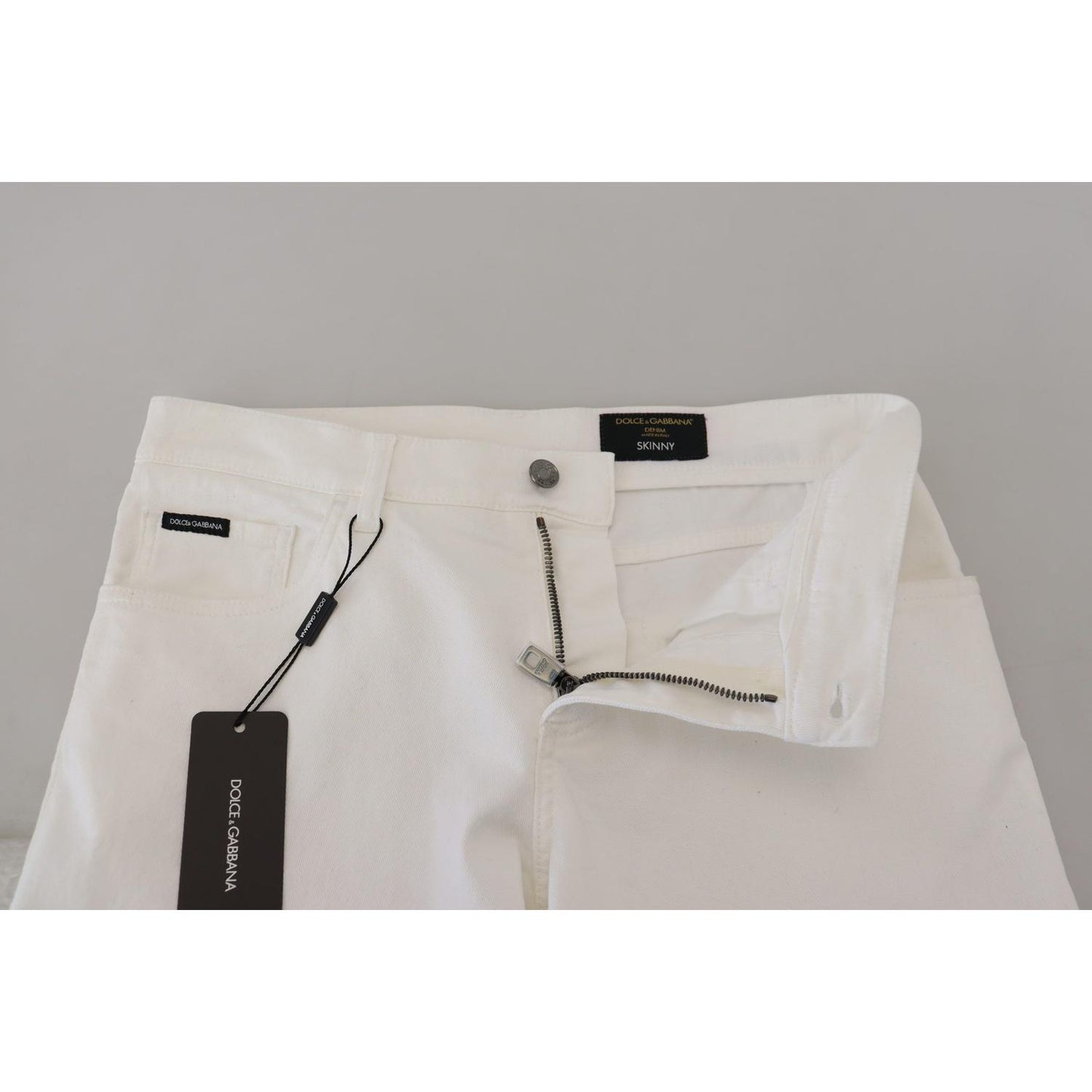 Dolce & Gabbana Elegant Slim Fit White Skinny Jeans Dolce & Gabbana Gray