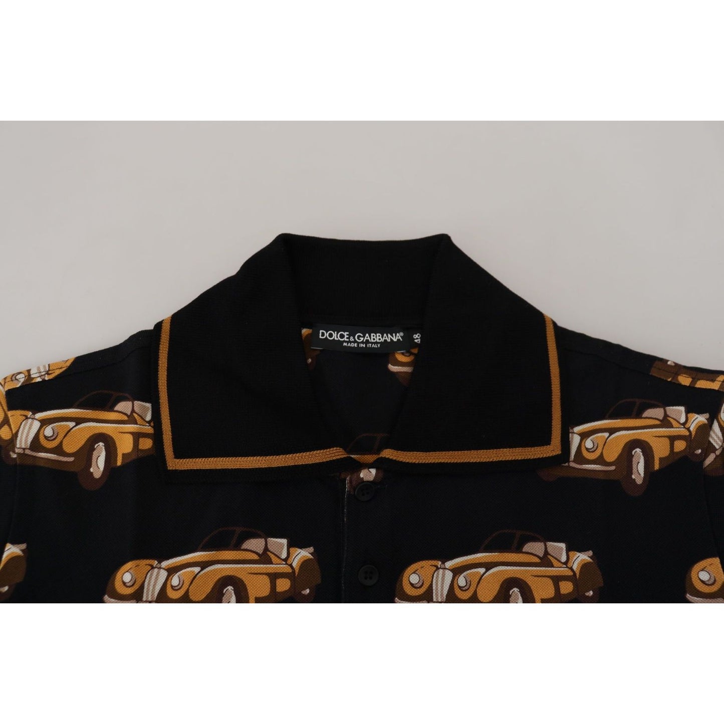 Dolce & Gabbana Elegant Car Print Polo T-Shirt in Black MAN T-SHIRTS Dolce & Gabbana Gray