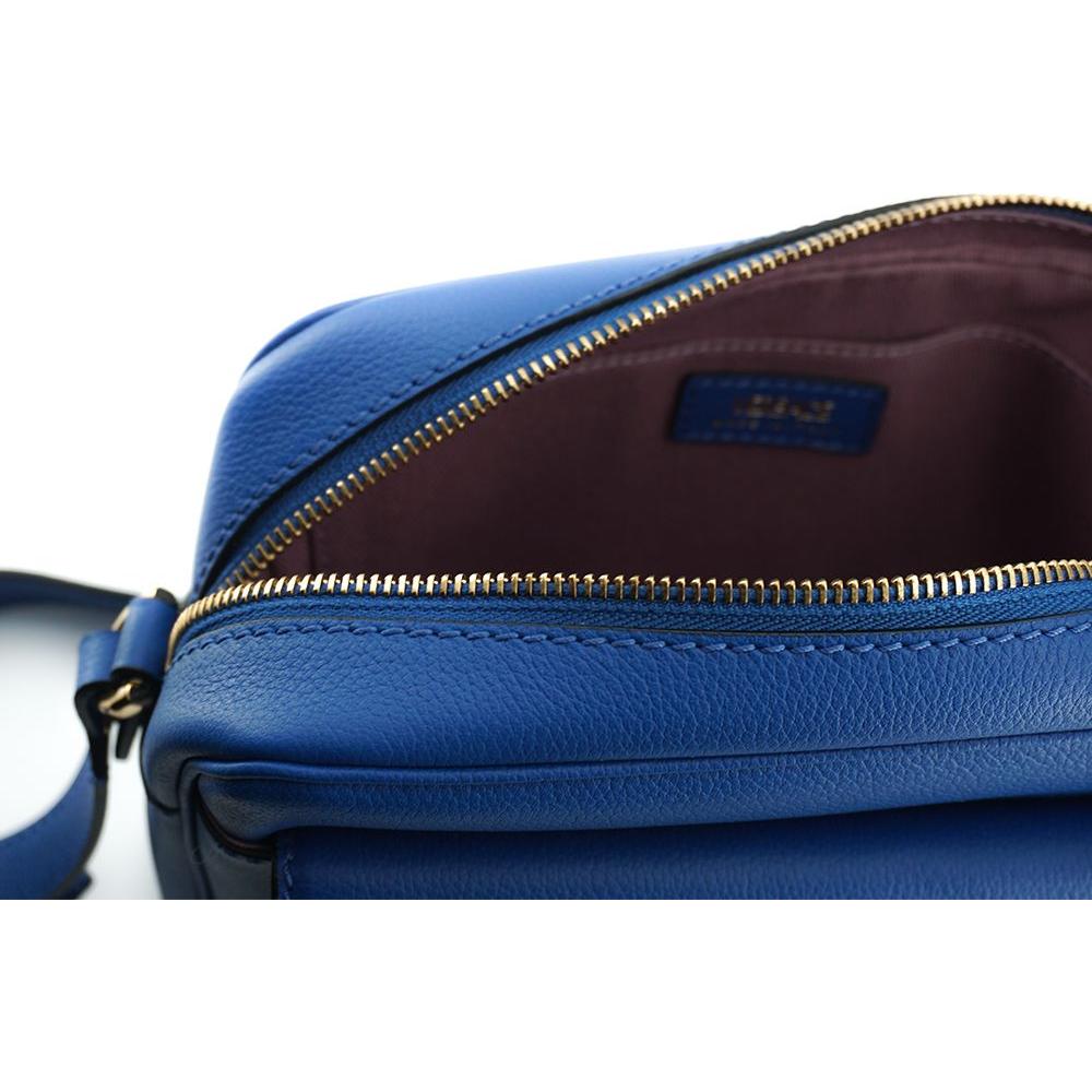 Versace Elegant Blue Calf Leather Camera Case Bag WOMAN SHOULDER BAGS Versace Dark Slate Gray