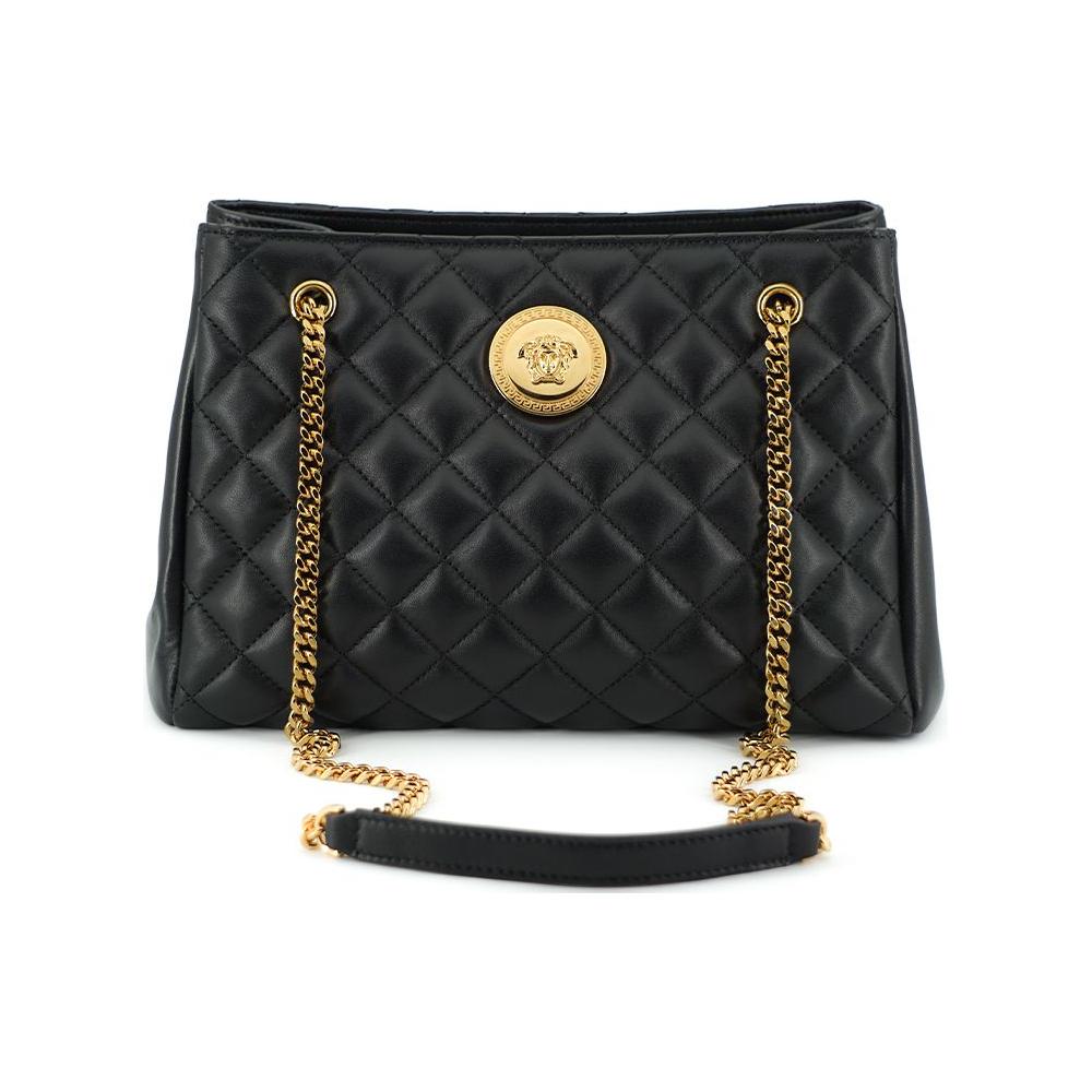 Versace Elegant Quilted Nappa Leather Tote Bag Versace Dark Slate Gray