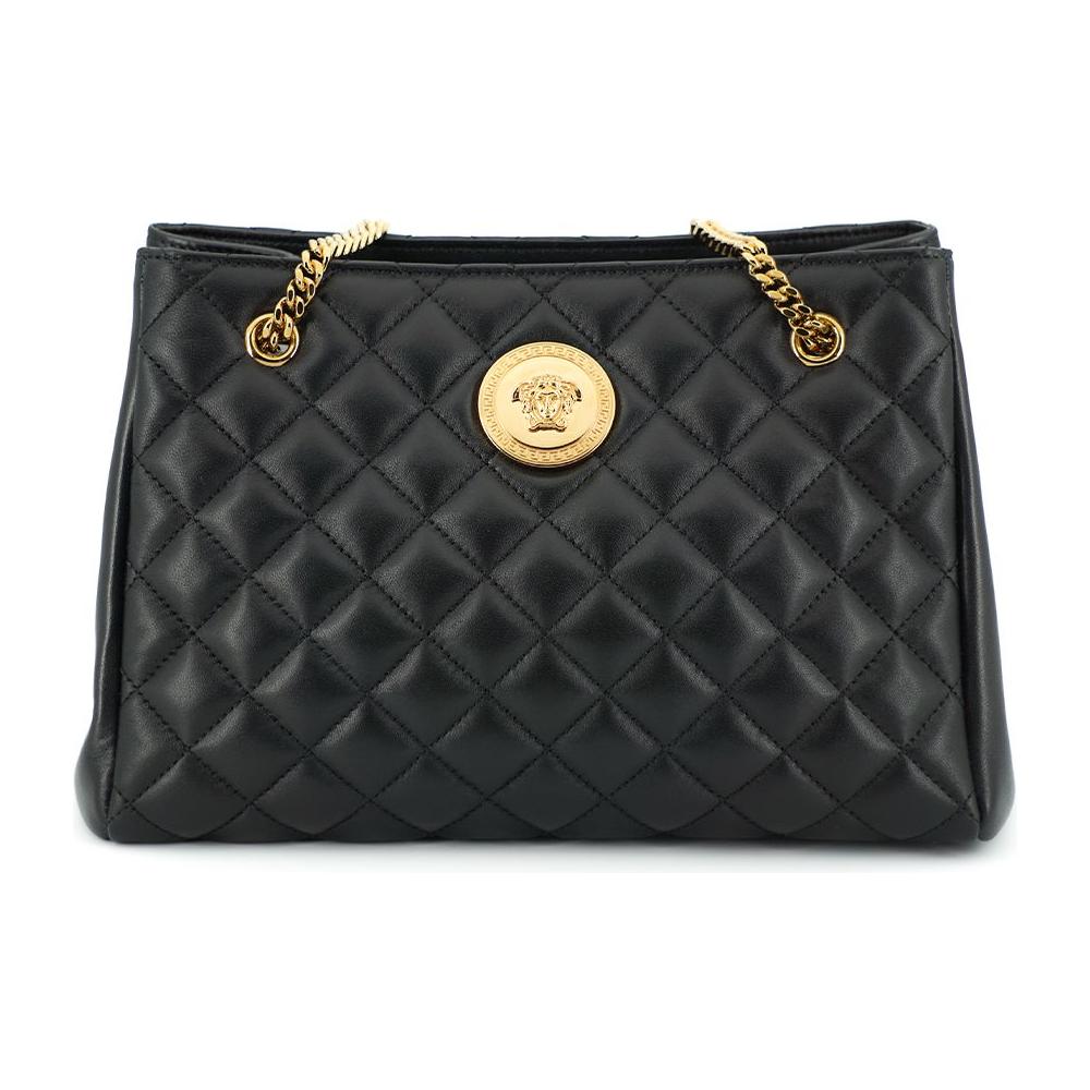 Versace Elegant Quilted Nappa Leather Tote Bag Versace Dark Slate Gray