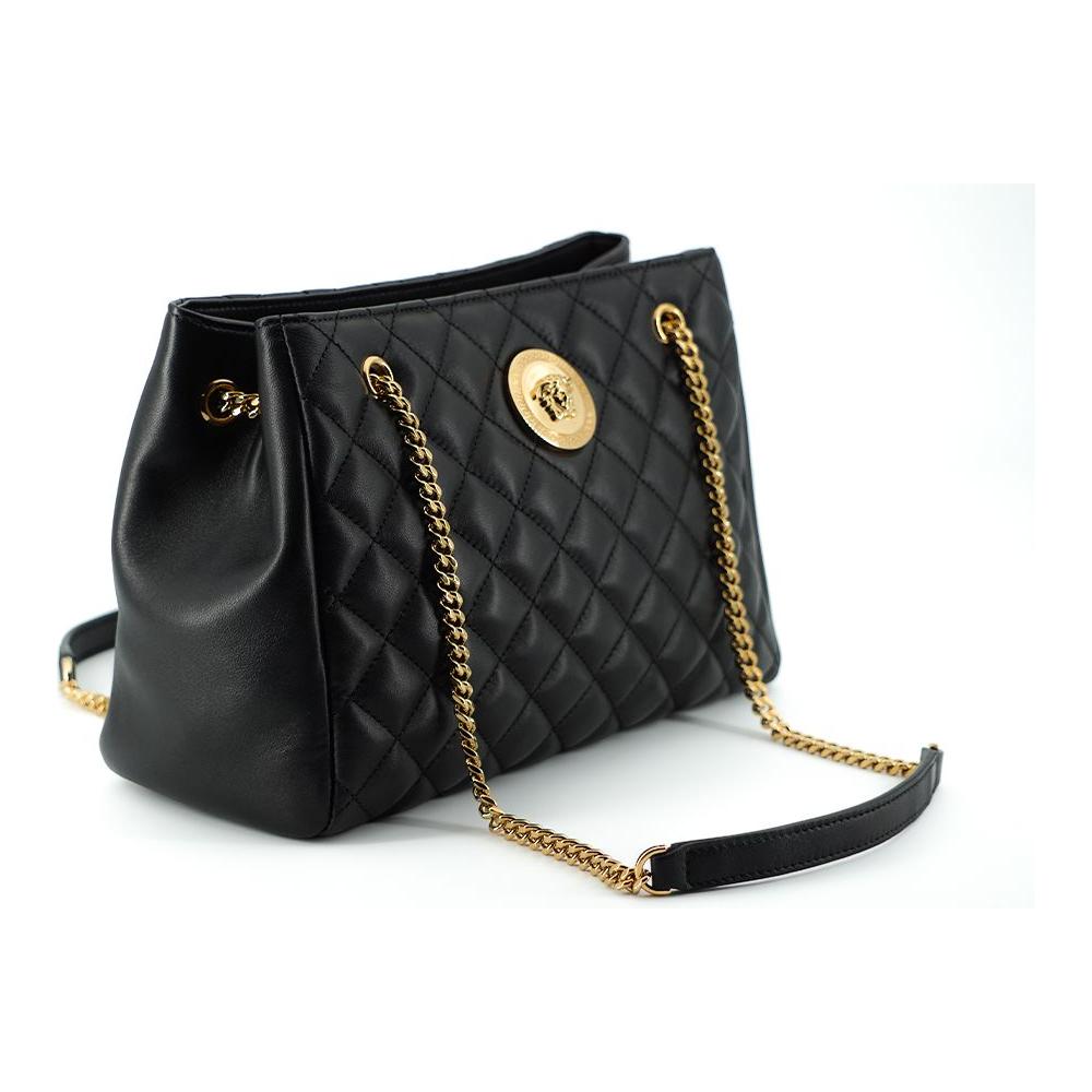 Versace Elegant Quilted Nappa Leather Tote Bag Versace Light Gray