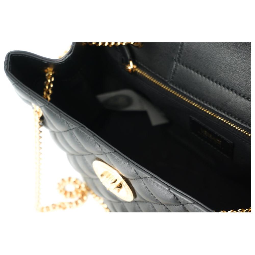 Versace Elegant Quilted Nappa Leather Tote Bag Versace Light Gray