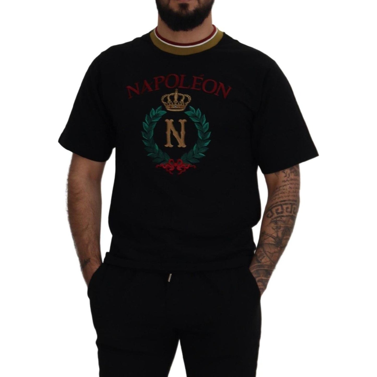Dolce & Gabbana Iconic Black Cotton Crew Neck Tee Dolce & Gabbana Black