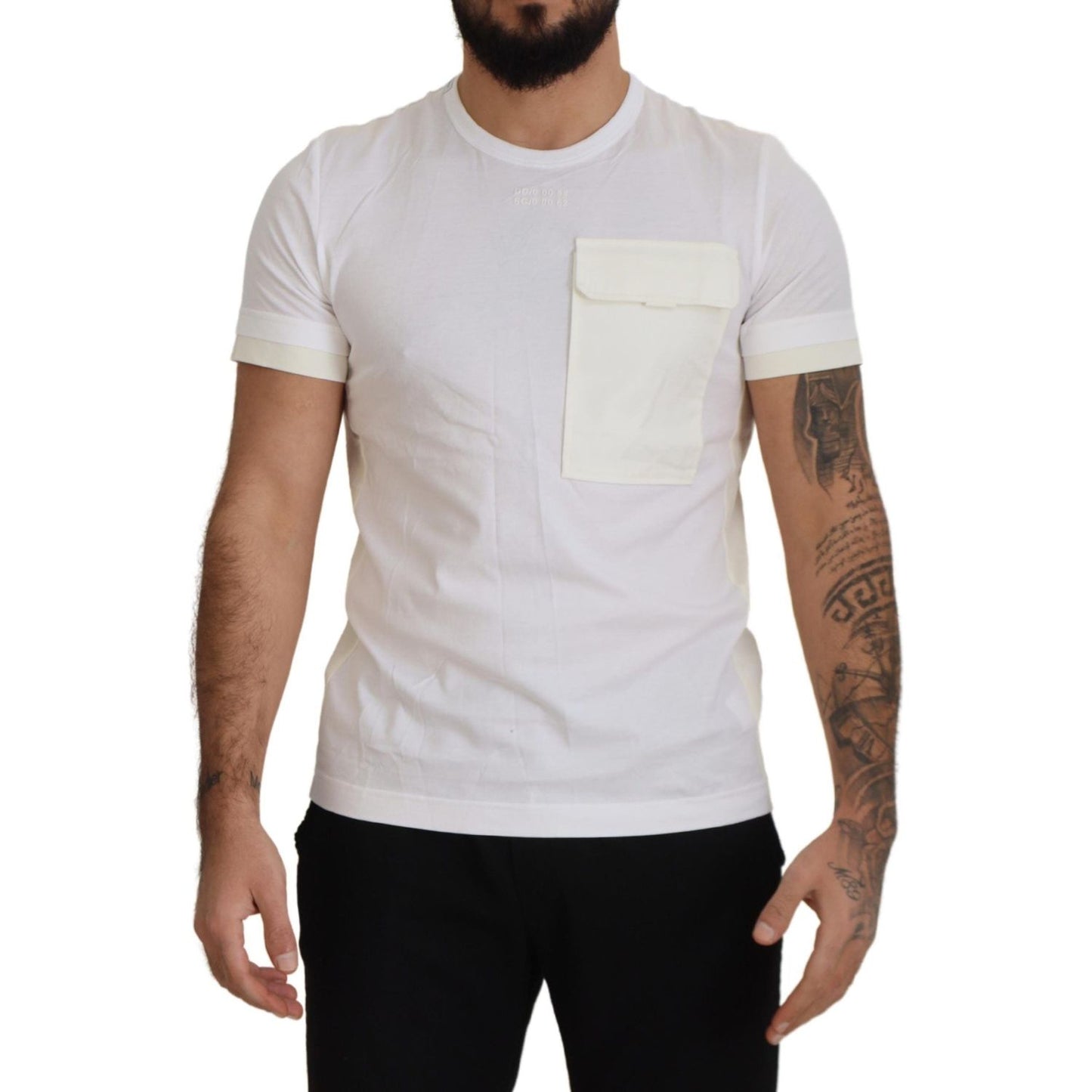Dolce & Gabbana Elegant White Cotton Tee with DG Chest Pocket Dolce & Gabbana Gray