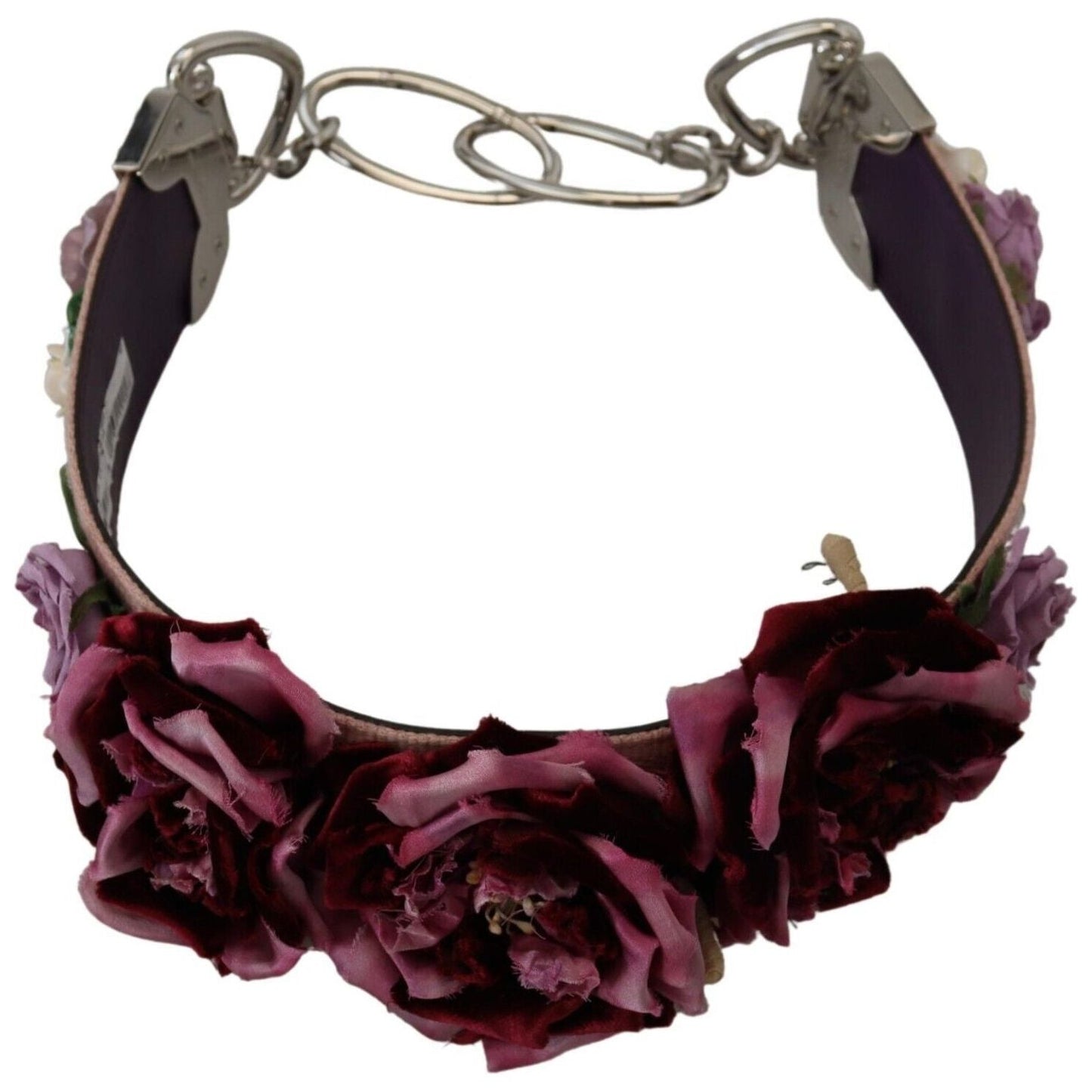 Dolce & Gabbana Beige Floral Leather Shoulder Strap Accessory Dolce & Gabbana Black