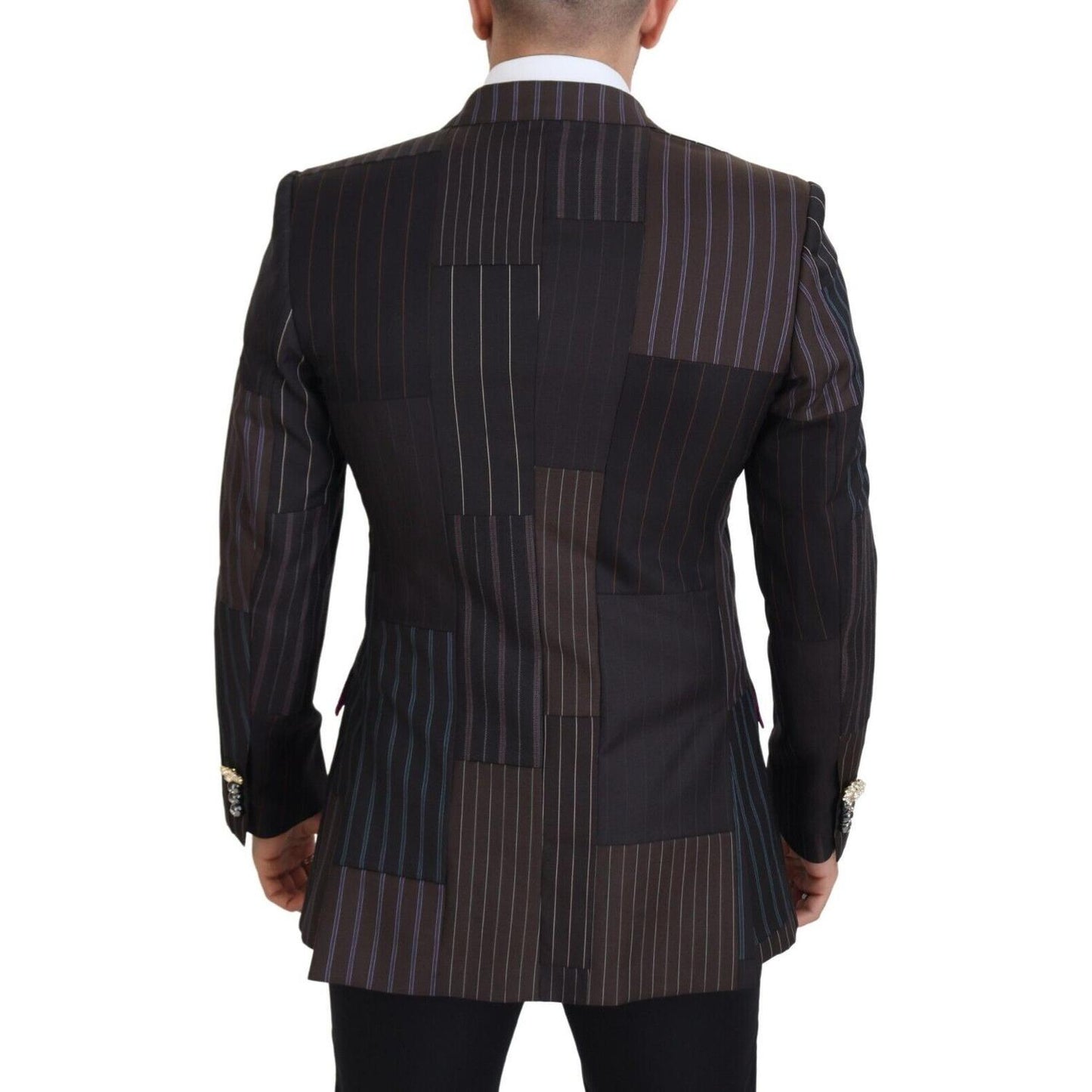 Dolce & Gabbana Multicolor Wool Silk Blend Slim Fit Blazer Dolce & Gabbana Dark Slate Gray