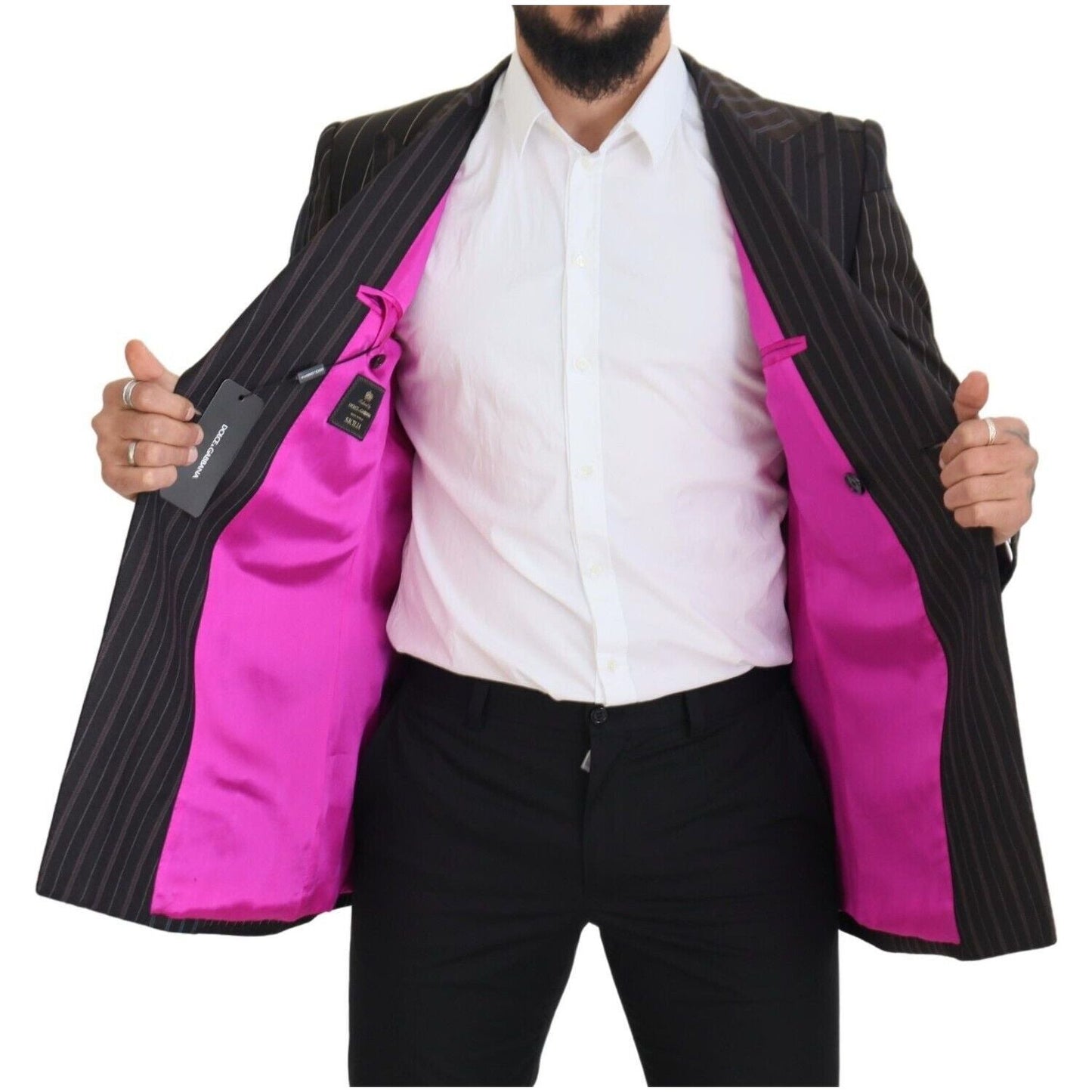 Dolce & Gabbana Multicolor Wool Silk Blend Slim Fit Blazer Dolce & Gabbana Plum