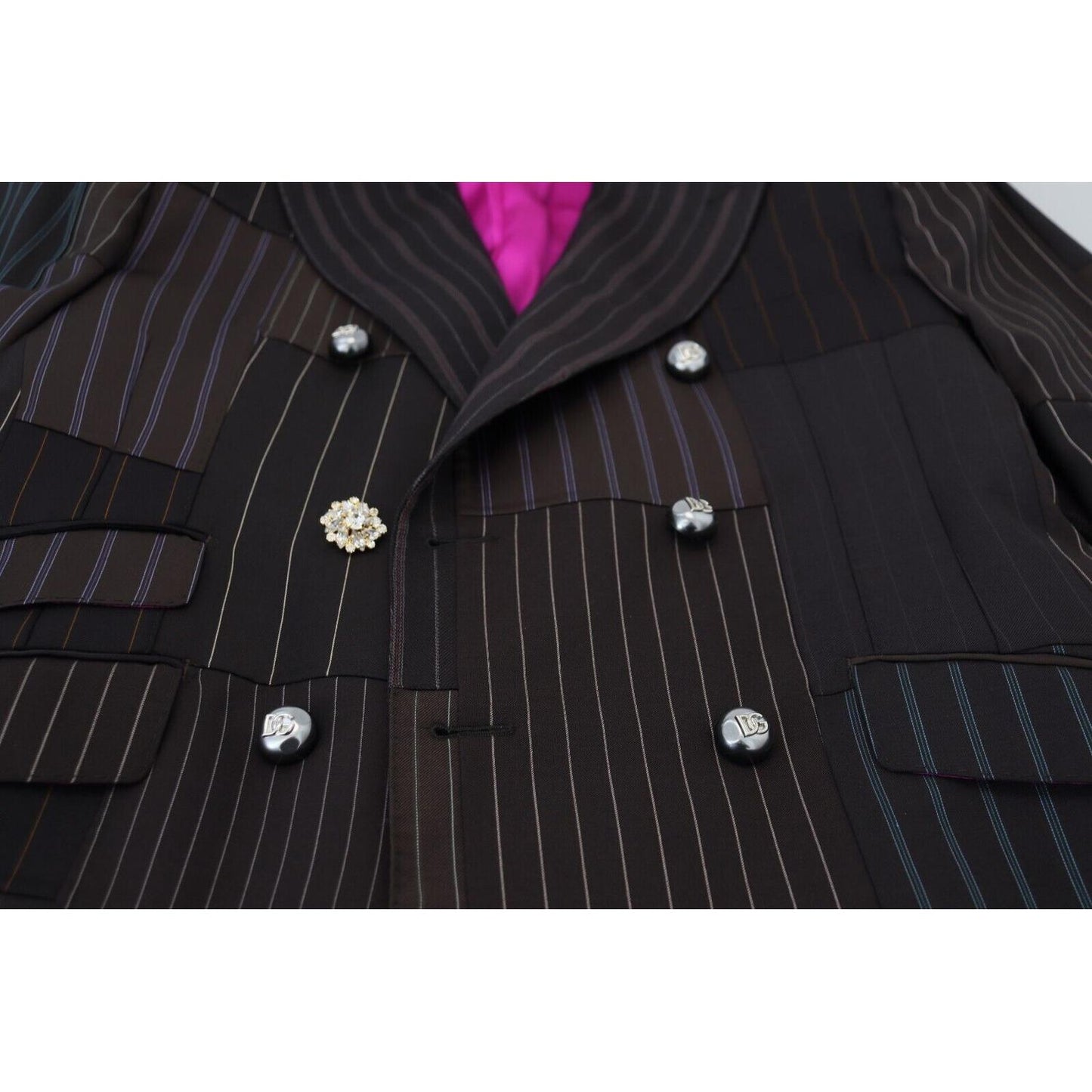Dolce & Gabbana Multicolor Wool Silk Blend Slim Fit Blazer Dolce & Gabbana Black
