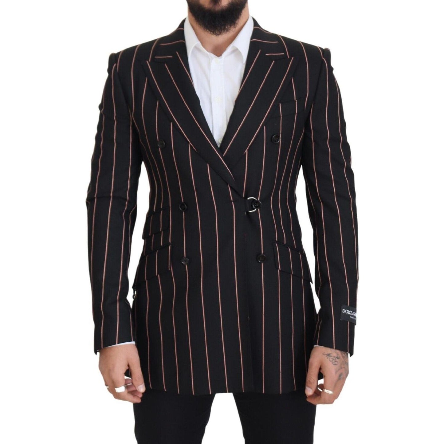 Dolce & Gabbana Elegant Slim Fit Double-Breasted Black Blazer Dolce & Gabbana Black