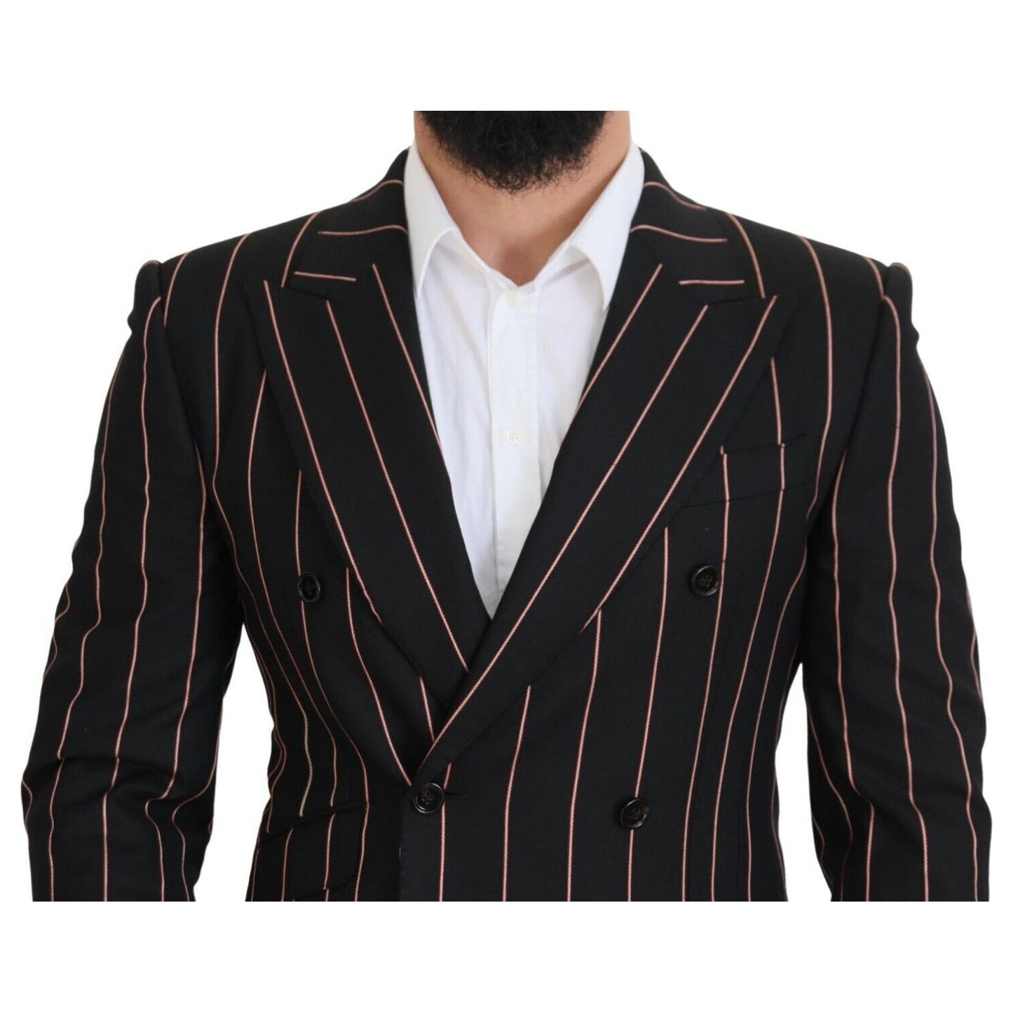 Dolce & Gabbana Elegant Slim Fit Double-Breasted Black Blazer Dolce & Gabbana Black