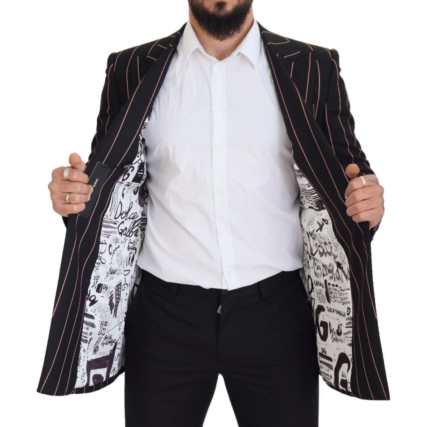 Dolce & Gabbana Elegant Slim Fit Double-Breasted Black Blazer Dolce & Gabbana Dark Slate Gray