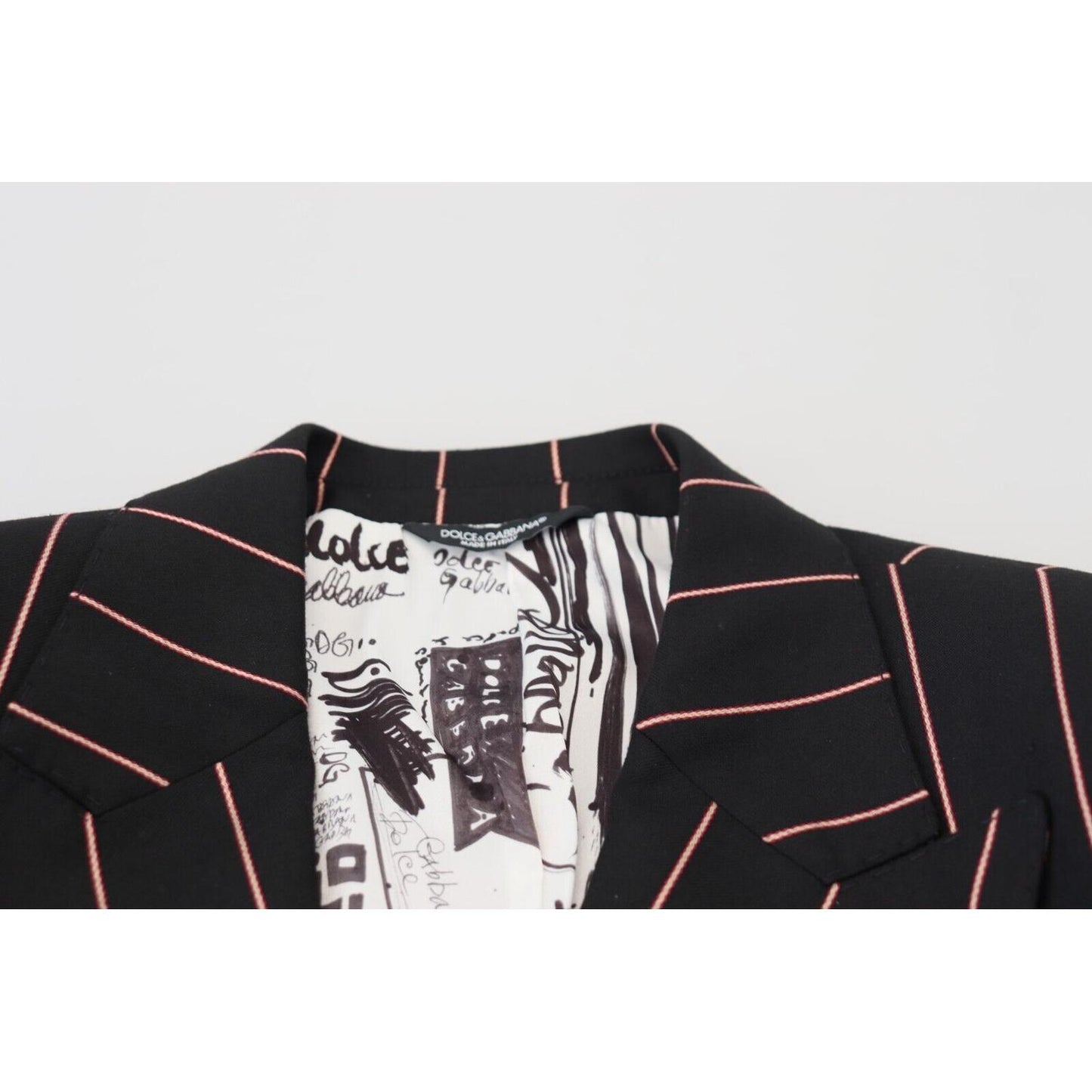 Dolce & Gabbana Elegant Slim Fit Double-Breasted Black Blazer Dolce & Gabbana Light Gray