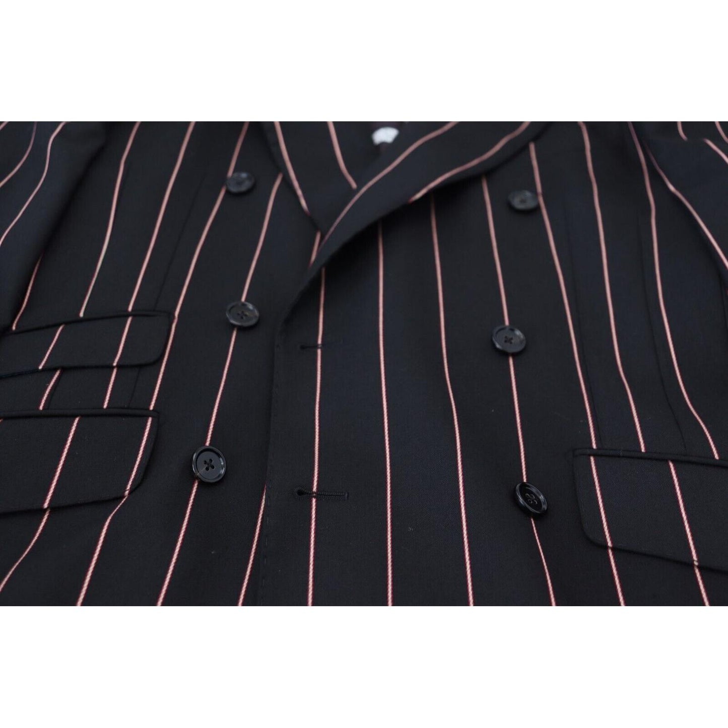 Dolce & Gabbana Elegant Slim Fit Double-Breasted Black Blazer Dolce & Gabbana Black