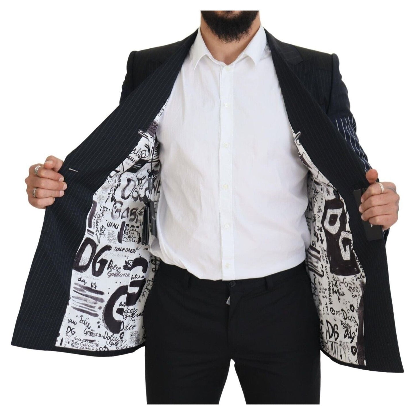 Dolce & Gabbana Elegant Navy Double Breasted Wool Blazer Dolce & Gabbana Dark Slate Gray