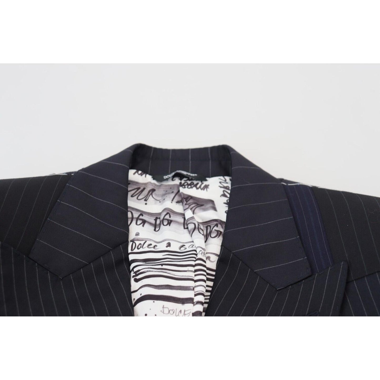 Dolce & Gabbana Elegant Navy Double Breasted Wool Blazer Dolce & Gabbana Lavender