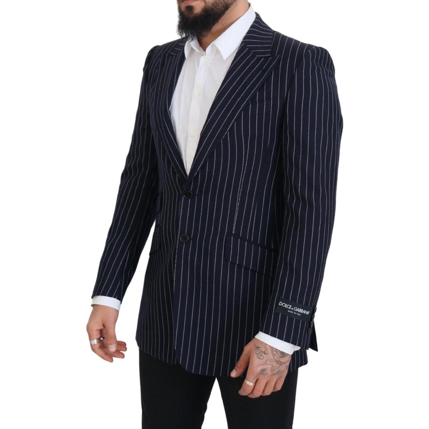 Dolce & Gabbana Elegant Navy Slim Fit Wool Blazer Dolce & Gabbana Black