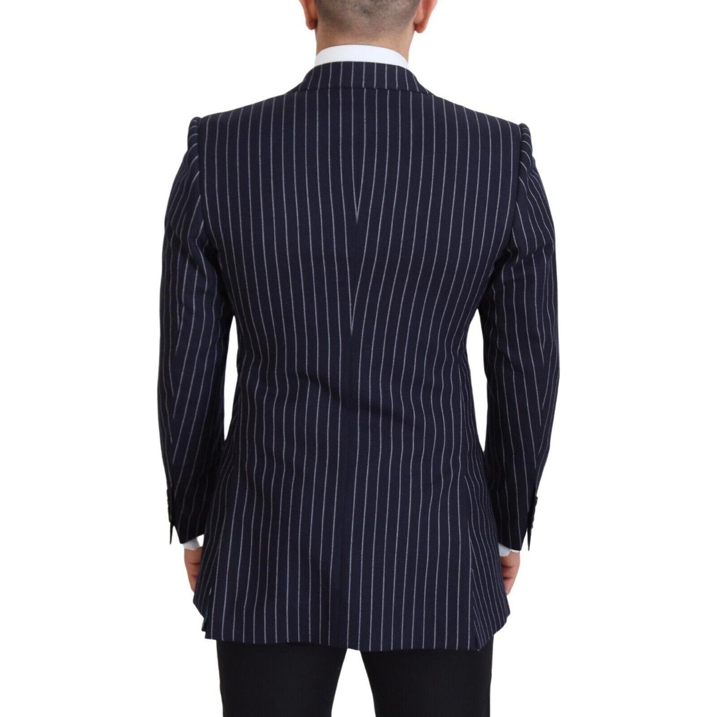 Dolce & Gabbana Elegant Navy Slim Fit Wool Blazer Dolce & Gabbana Dark Slate Gray