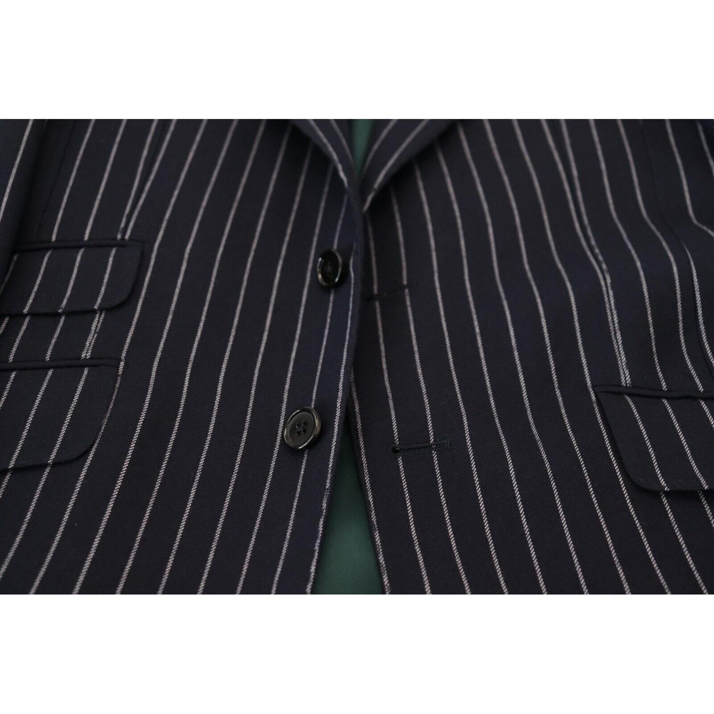 Dolce & Gabbana Elegant Navy Slim Fit Wool Blazer Dolce & Gabbana Black
