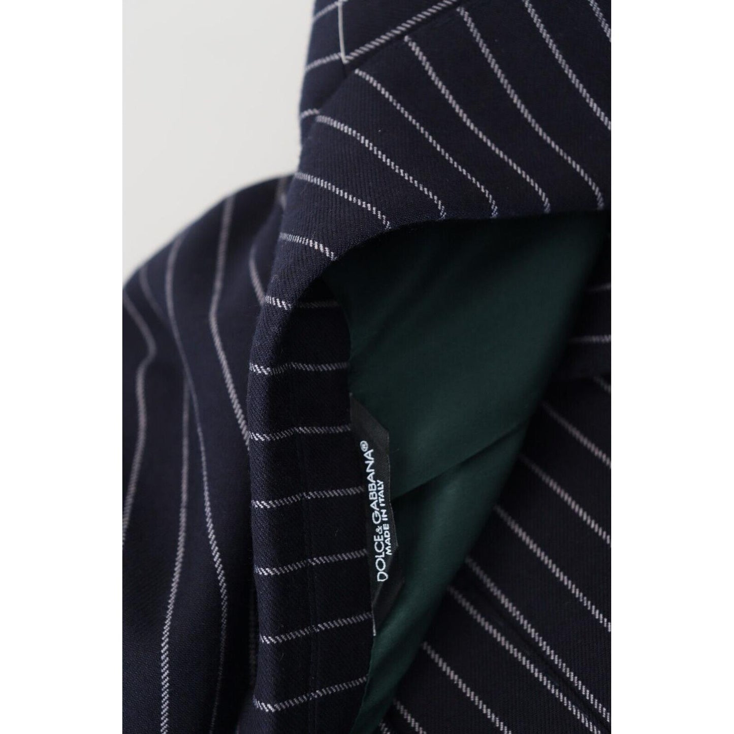 Dolce & Gabbana Elegant Navy Slim Fit Wool Blazer Dolce & Gabbana Black