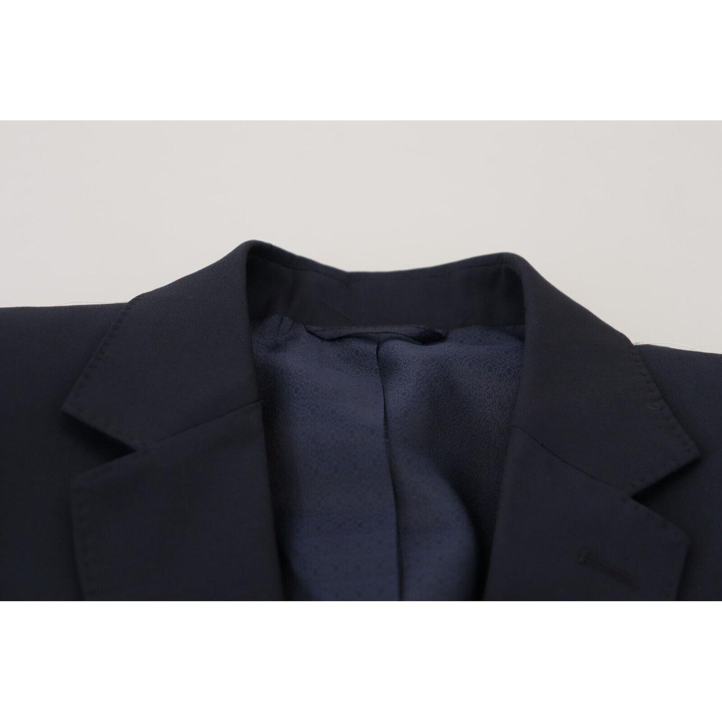 Dolce & Gabbana Elegant Dark Blue Slim Fit Wool Blazer Dolce & Gabbana Dark Slate Gray