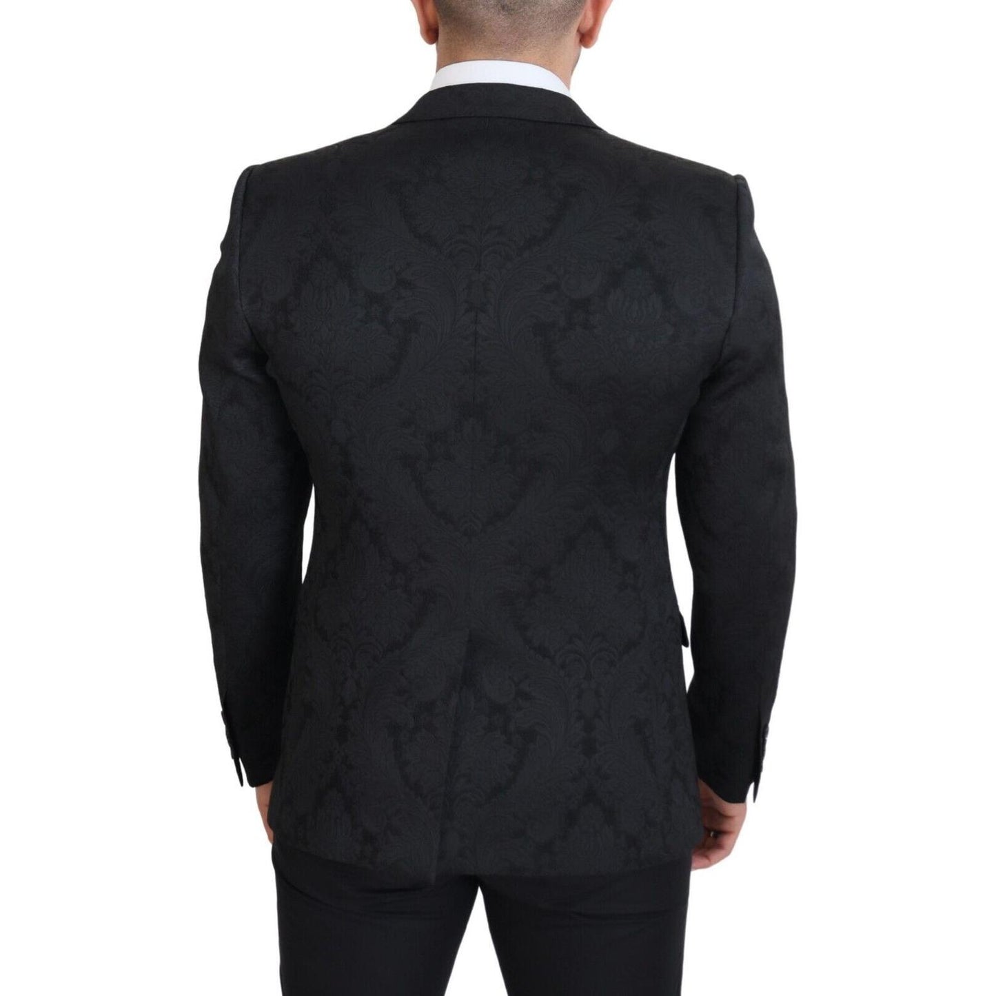 Dolce & Gabbana Elegant Black Martini Suit Jacket & Vest Ensemble Dolce & Gabbana Black