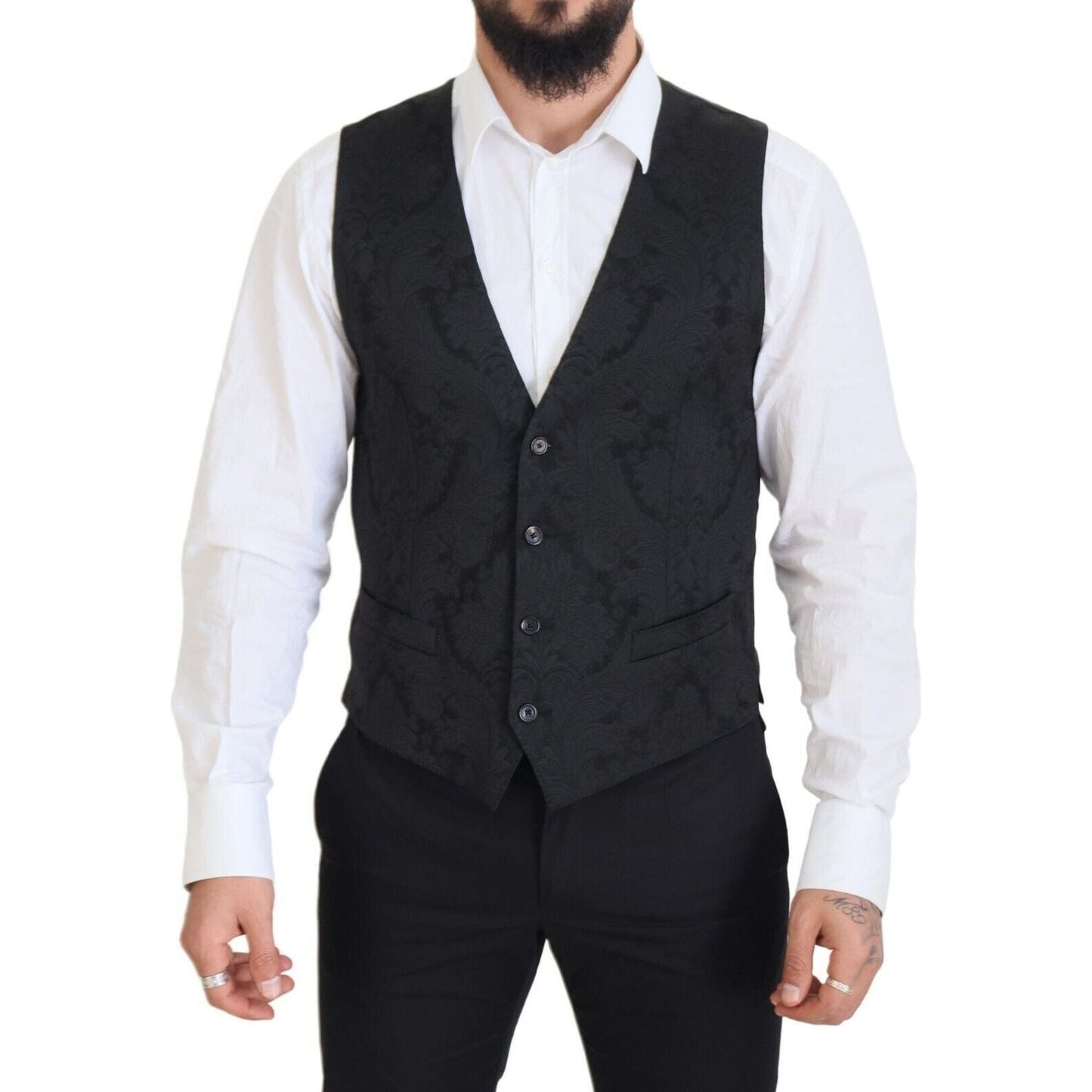 Dolce & Gabbana Elegant Black Martini Suit Jacket & Vest Ensemble Dolce & Gabbana Dark Slate Gray