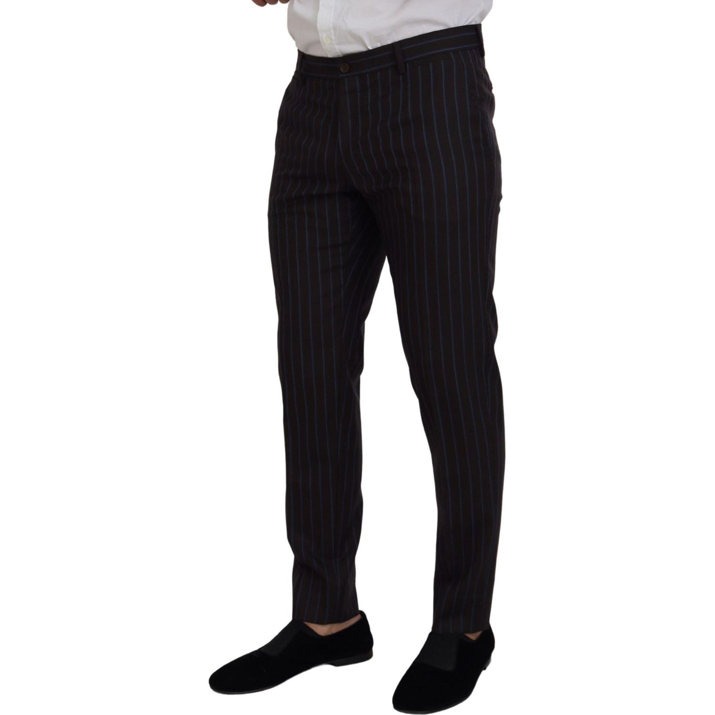Dolce & Gabbana Elegant Black Striped Virgin Wool Suit Dolce & Gabbana Black