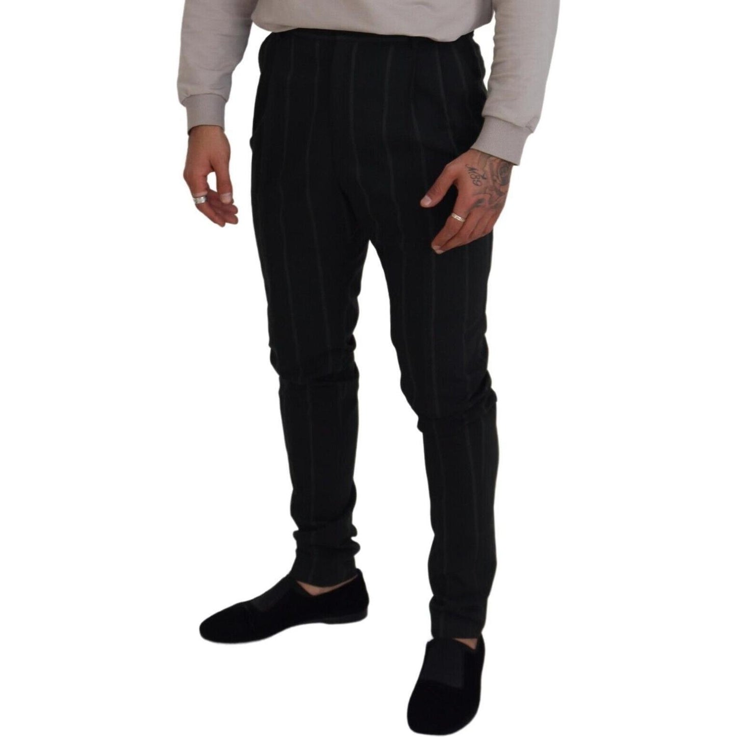 Dolce & Gabbana Elegant Black Tailored Trousers Dolce & Gabbana Dark Gray