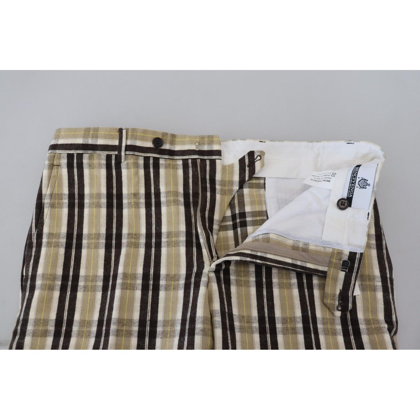 BENCIVENGA Chic Multicolor Checkered Cotton Pants BENCIVENGA Dark Gray