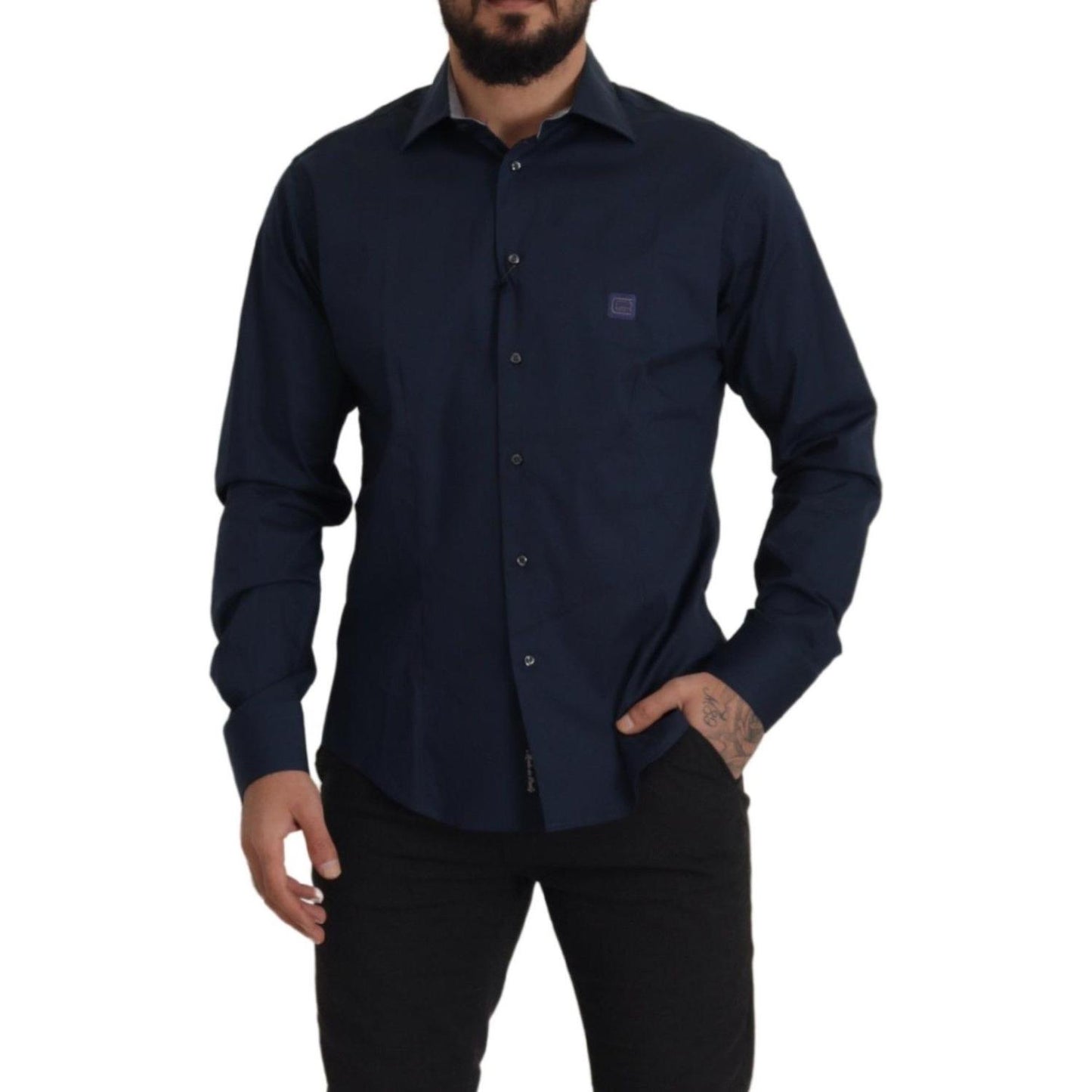 Roberto Cavalli Navy Elegance Cotton Dress Shirt Roberto Cavalli Black