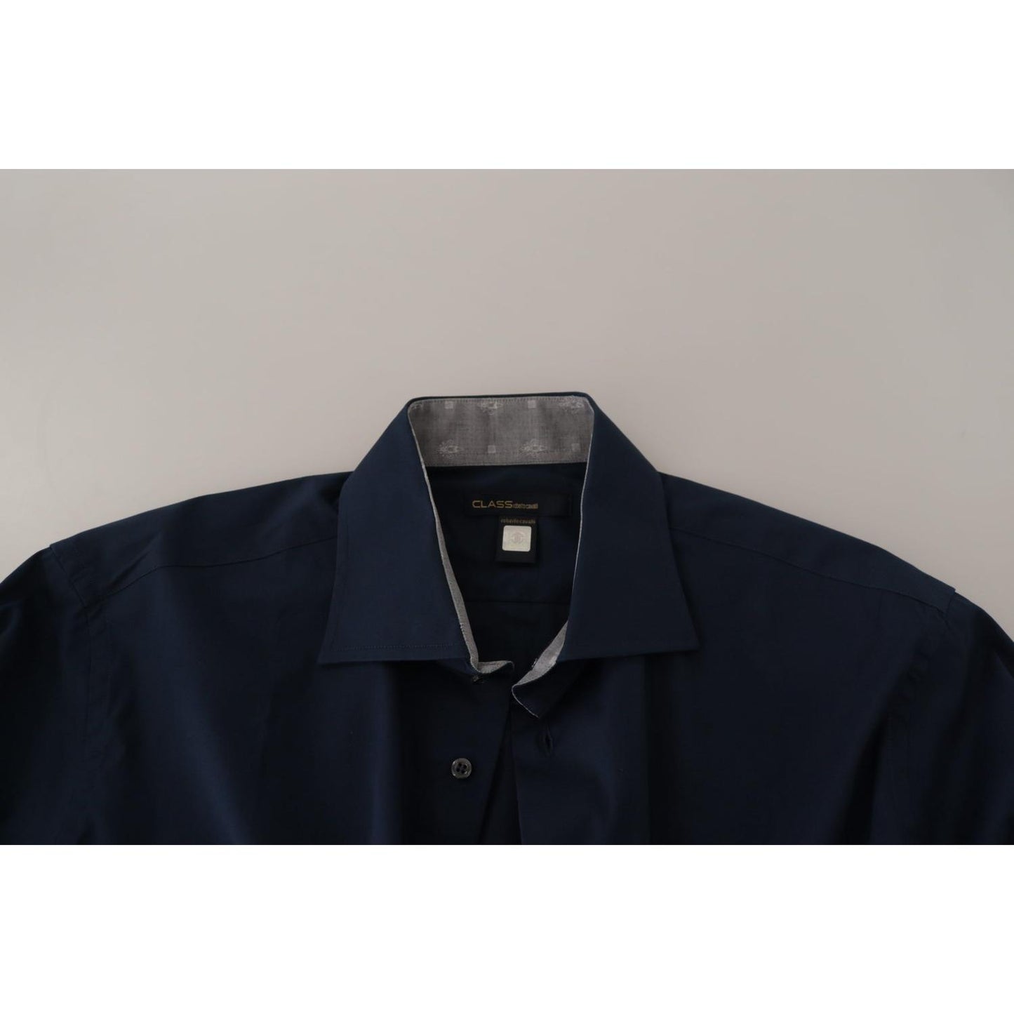 Roberto Cavalli Navy Elegance Cotton Dress Shirt Roberto Cavalli Black