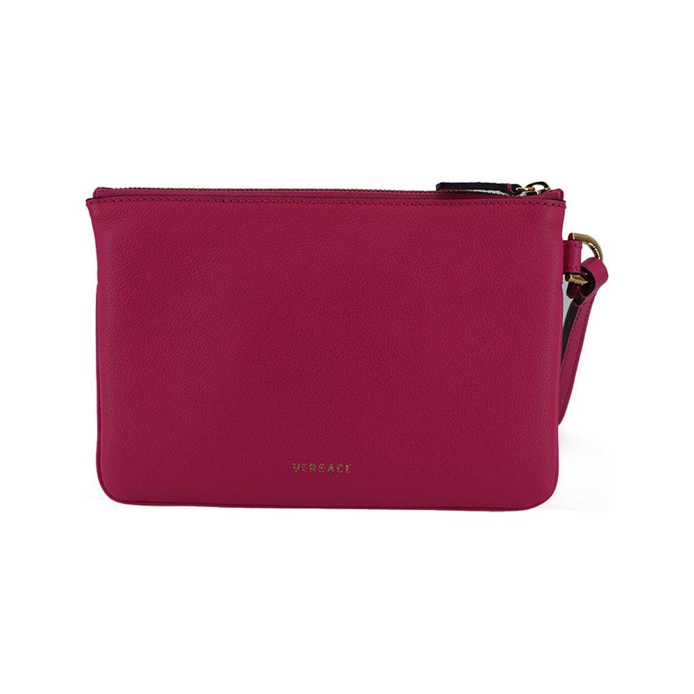 Versace Elegant Pink Leather Pouch Clutch Versace Brown