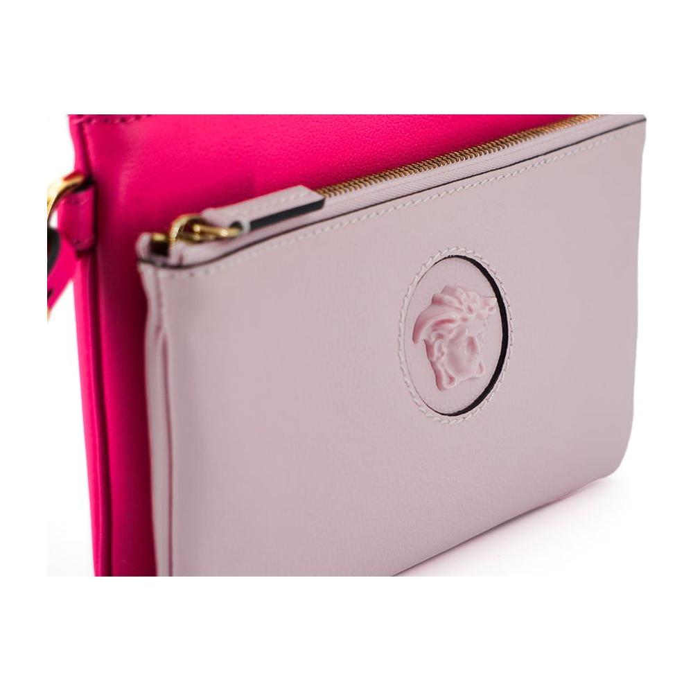 Versace Elegant Pink Leather Pouch Clutch Versace Gray