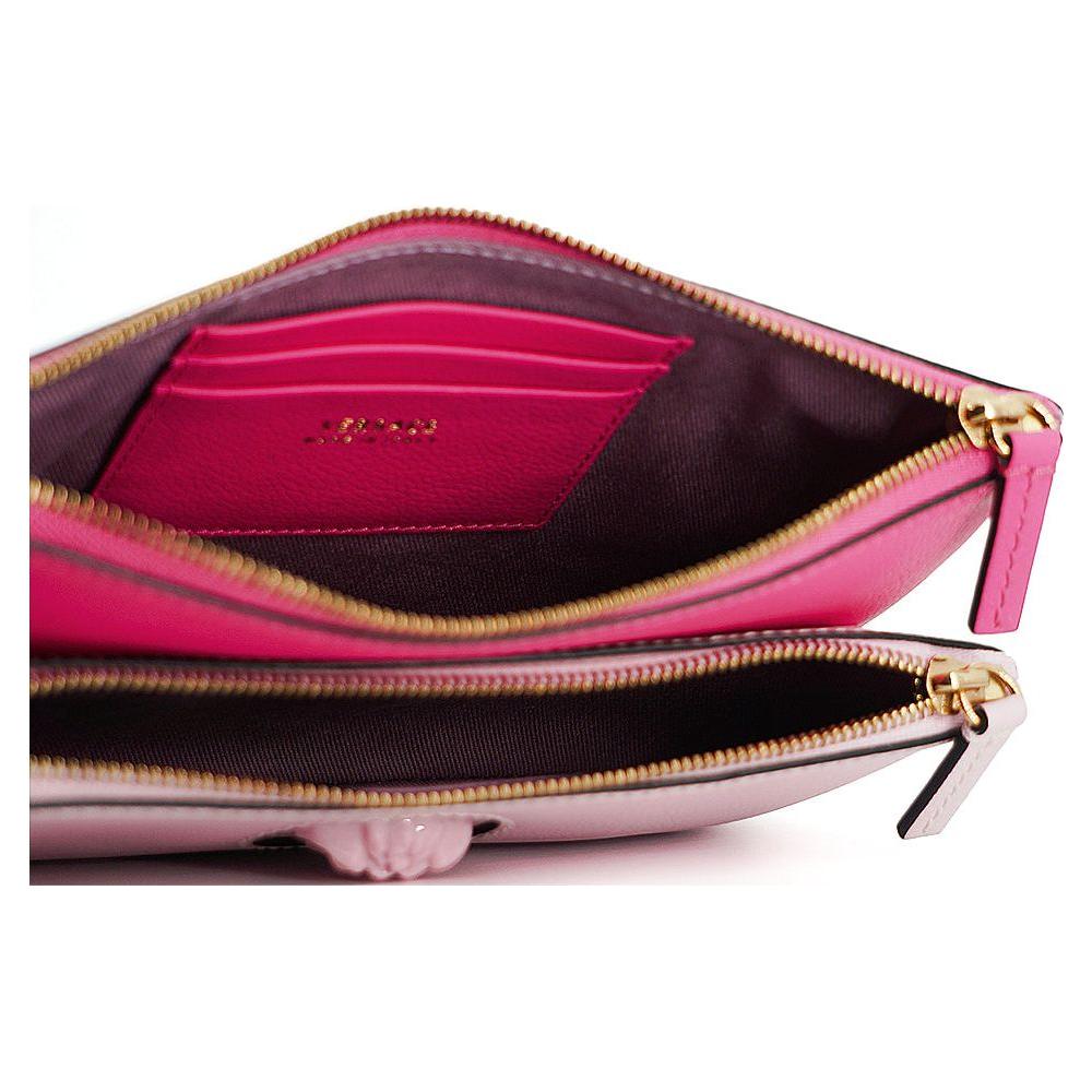 Versace Elegant Pink Leather Pouch Clutch Versace Maroon