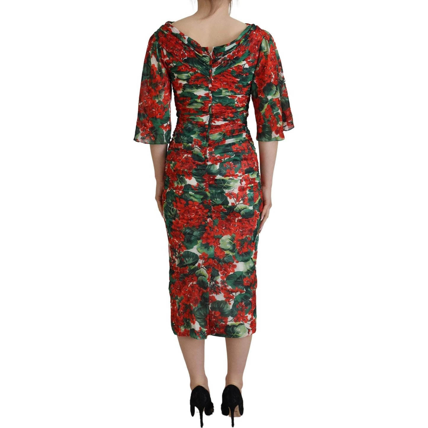 Dolce & Gabbana Enchanting Floral Print Sheath Dress Dolce & Gabbana Saddle Brown