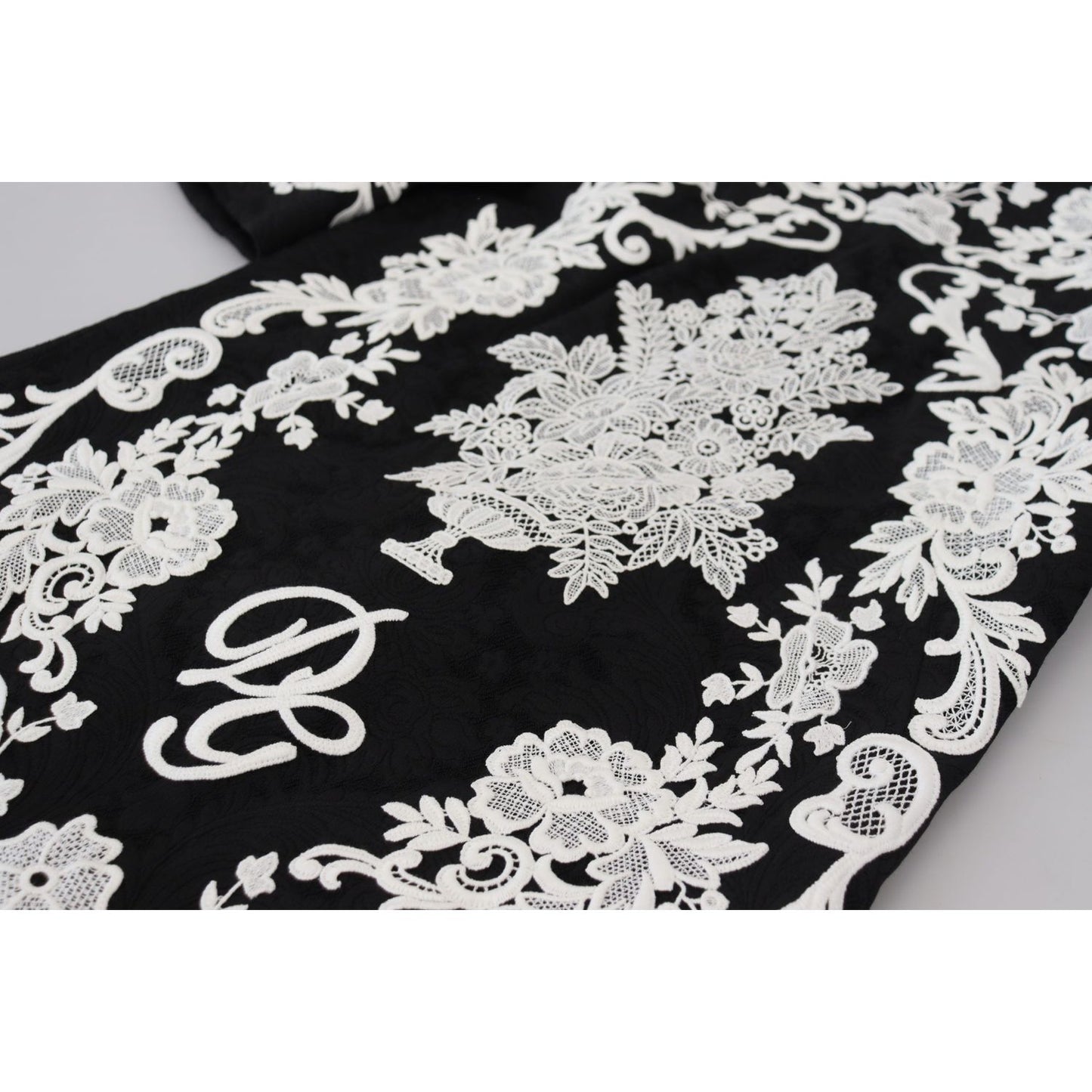 Dolce & Gabbana Elegant Black A-Line Mini Dress with Lace Trim Dolce & Gabbana Black