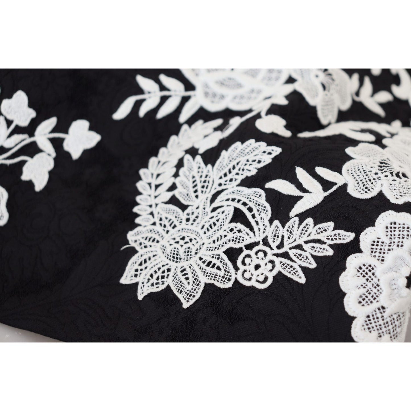Dolce & Gabbana Elegant Black A-Line Mini Dress with Lace Trim Dolce & Gabbana Black
