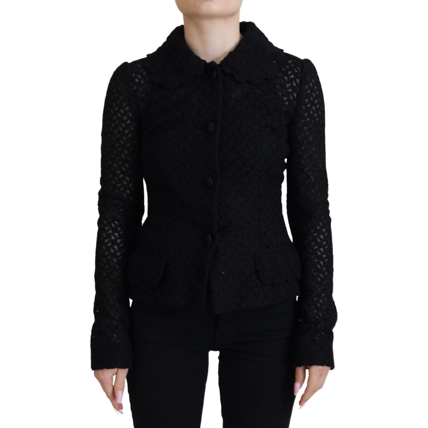 Dolce & Gabbana Elegant Black Wool Blend Button Down Jacket Dolce & Gabbana Black