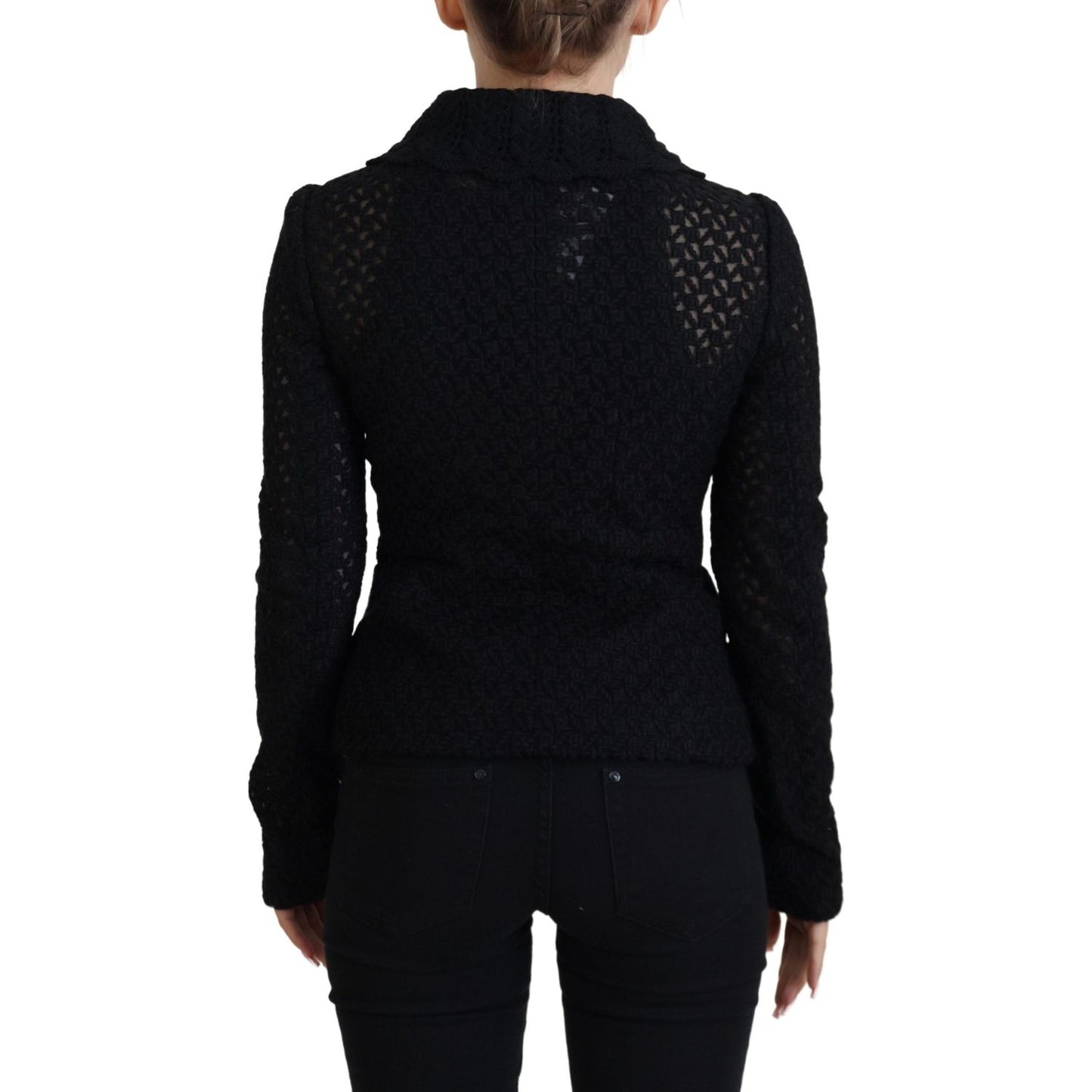 Dolce & Gabbana Elegant Black Wool Blend Button Down Jacket Dolce & Gabbana Black