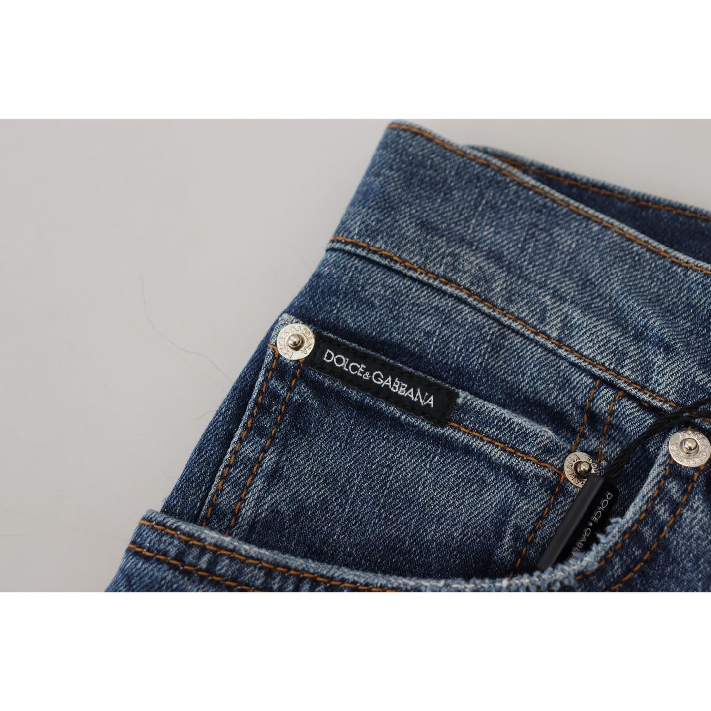 Dolce & Gabbana Elevated Elegance Checkered Back Denim Pants Jeans & Pants Dolce & Gabbana Gray