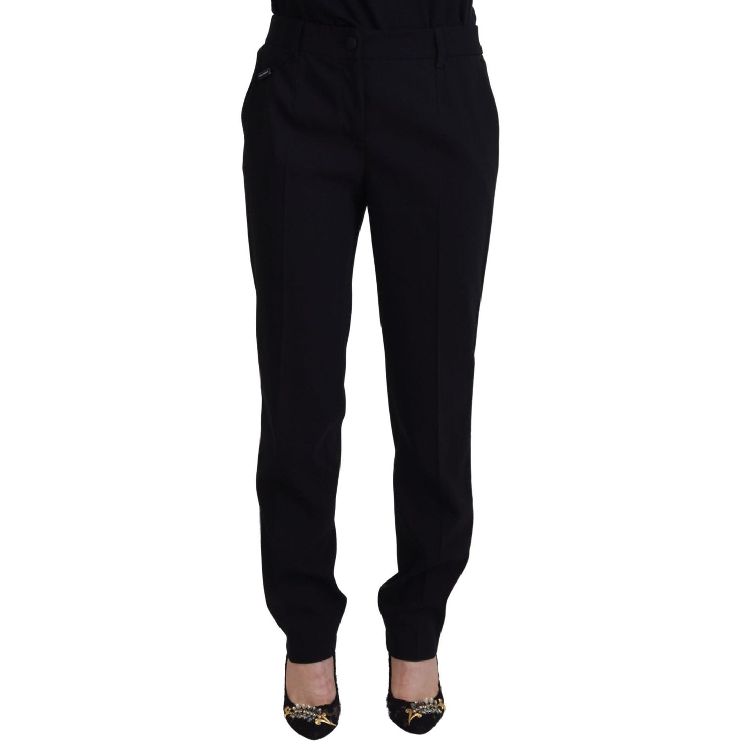 Dolce & Gabbana Elegant Black Wool-Silk Blend Trousers Dolce & Gabbana Black