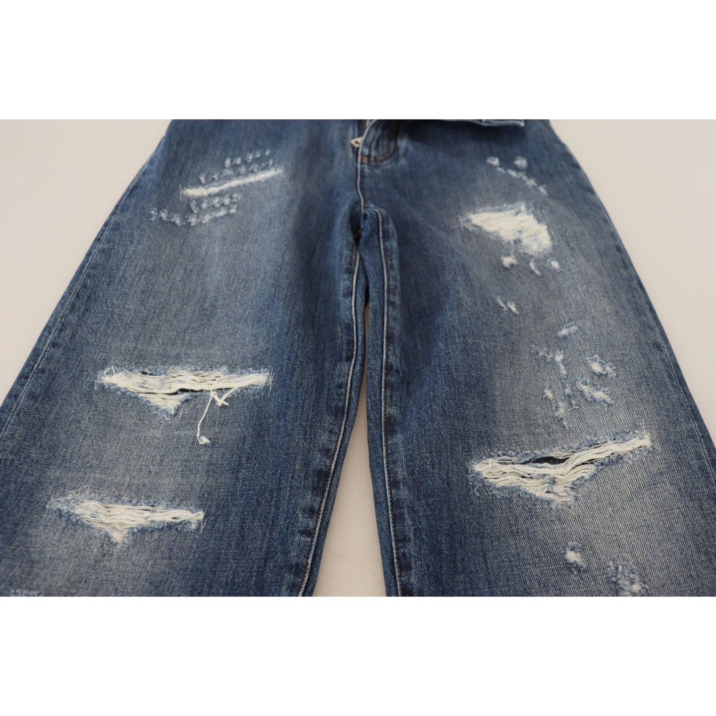 Dolce & Gabbana Elegant Tattered Denim Jeans Dolce & Gabbana Dark Slate Gray