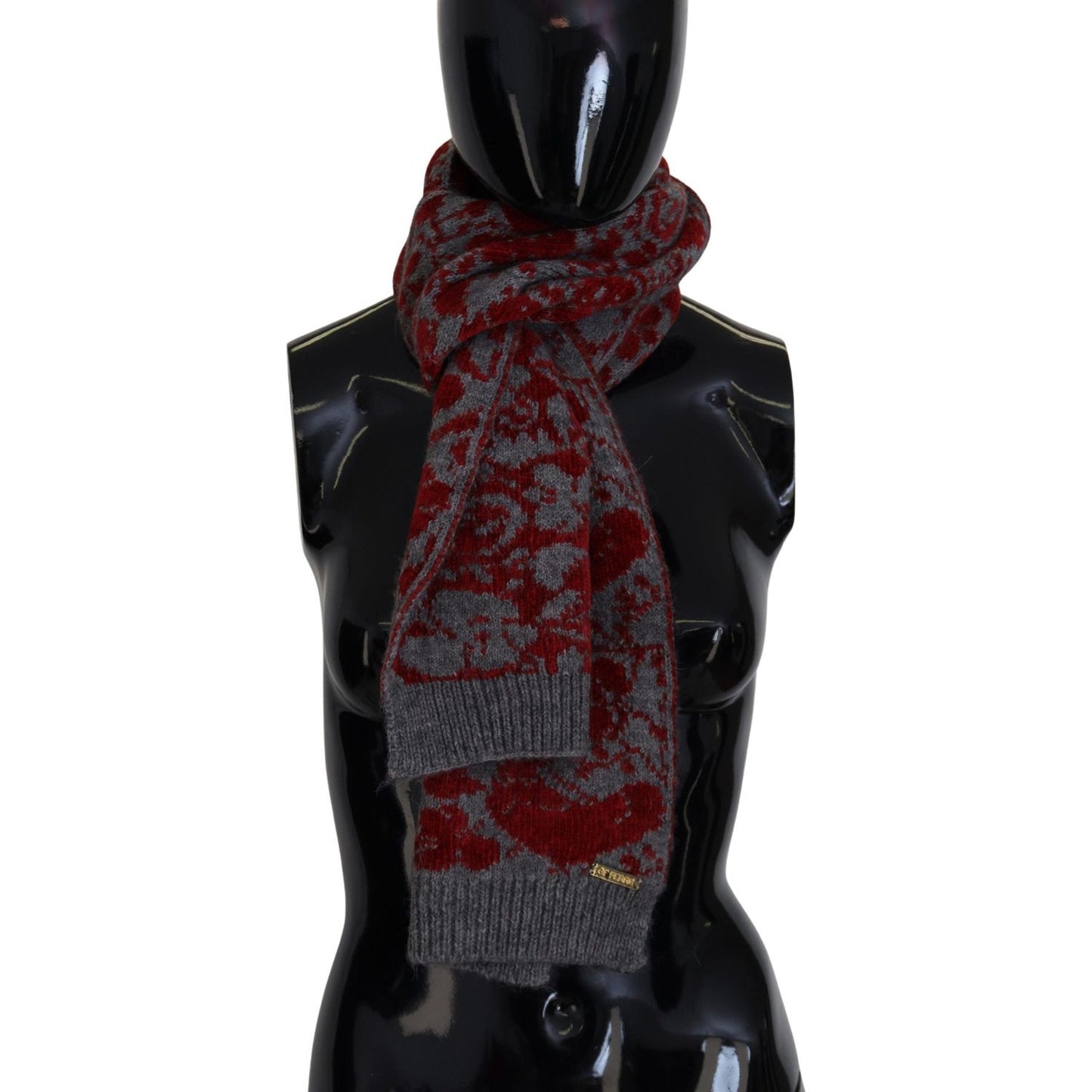 GF Ferre Chic Red and Grey Cotton Wrap Scarf GF Ferre Black