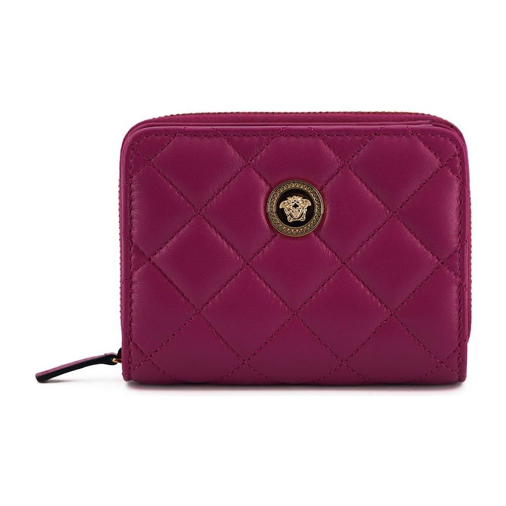 Versace Elegant Purple Quilted Leather Wallet WOMAN WALLETS Versace Brown