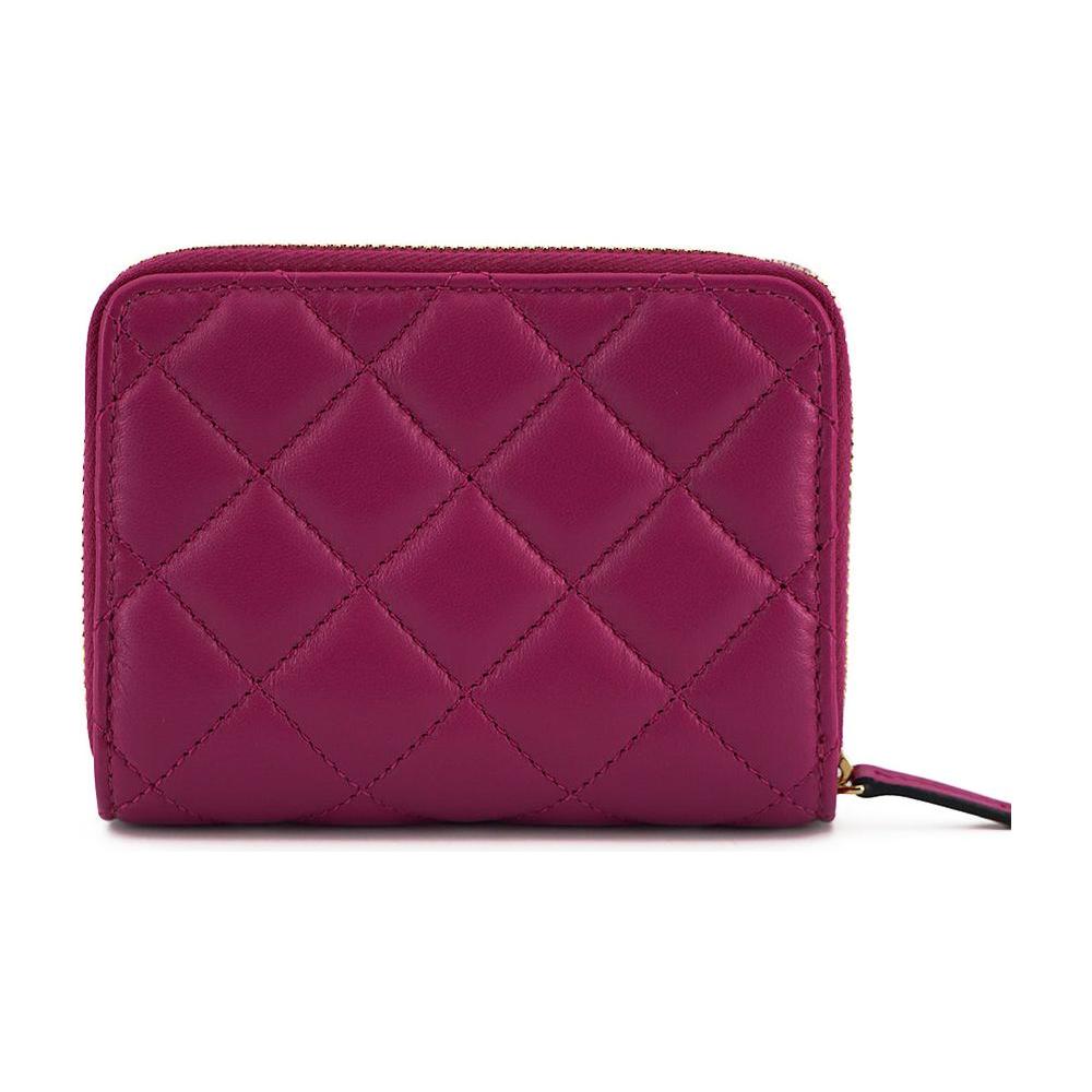 Versace Elegant Purple Quilted Leather Wallet WOMAN WALLETS Versace Brown