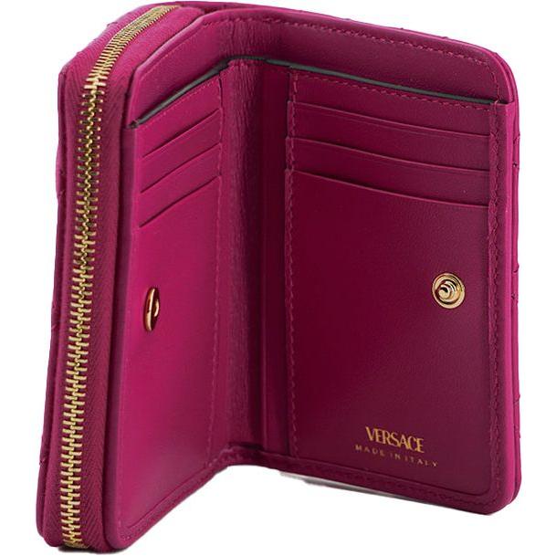 Versace Elegant Purple Quilted Leather Wallet WOMAN WALLETS Versace Brown