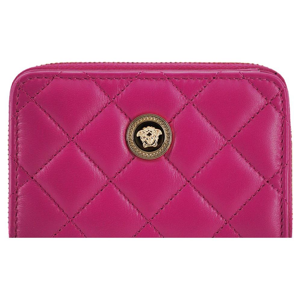 Versace Elegant Purple Quilted Leather Wallet WOMAN WALLETS Versace Maroon